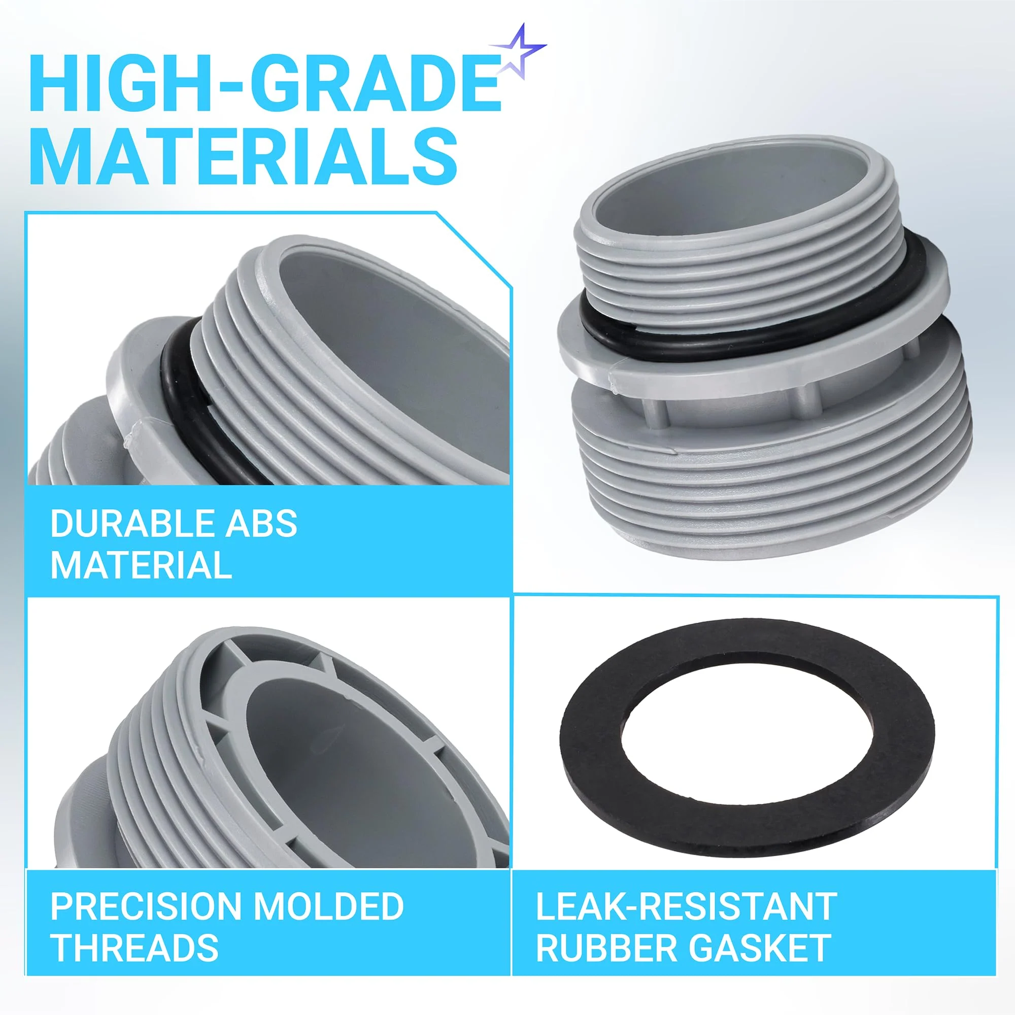 4560 Conversion Adapters Kit for Intex Hayward Coleman, Filter Hose Conversion Kit 40mm to 1-1/2" Pool Hose Adapter Fitting, Above Ground Pool - 4 Pack - Image 6