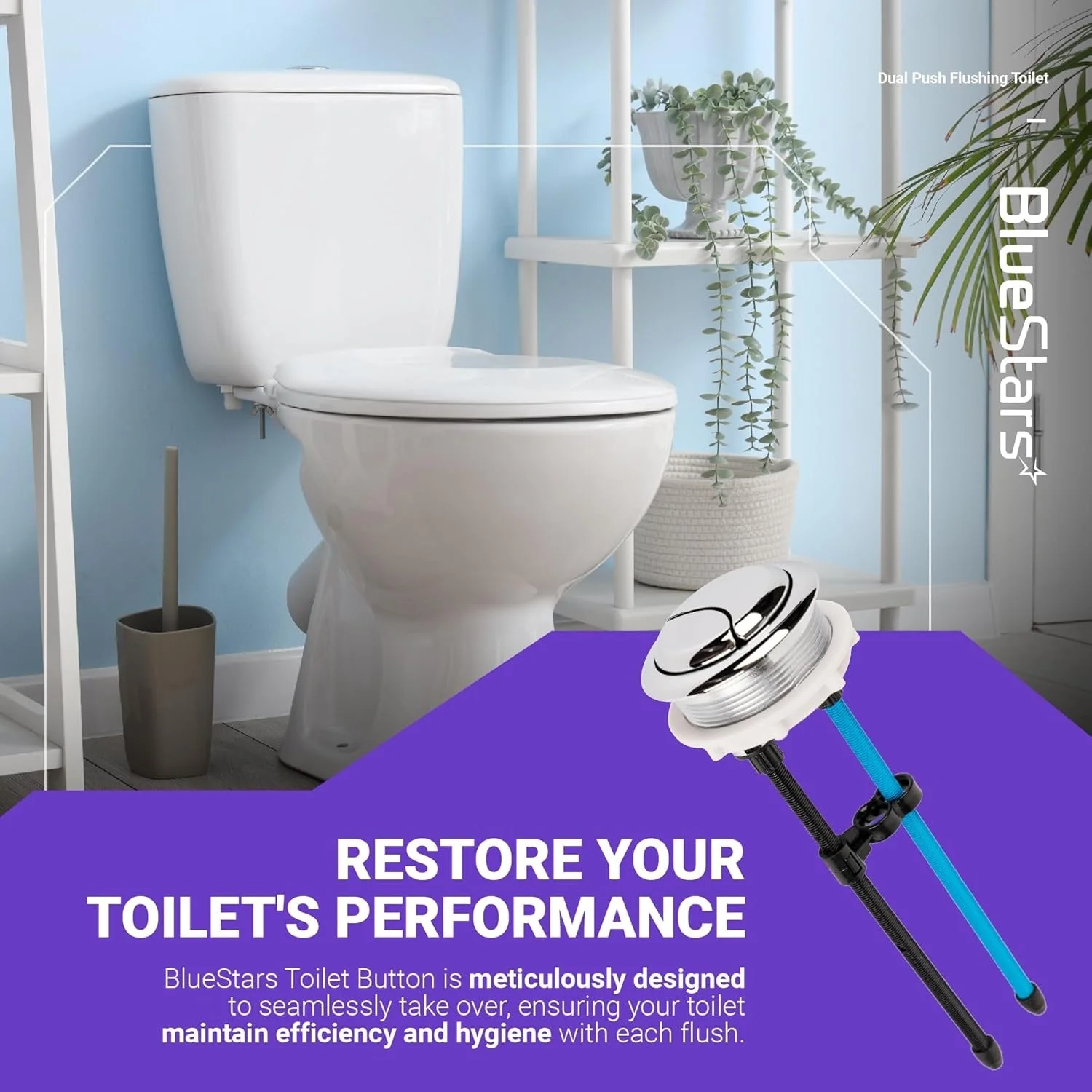 48mm/1.89in Thread Diameter Dual Push Flushing Toilet Water Tank Button - Image 4