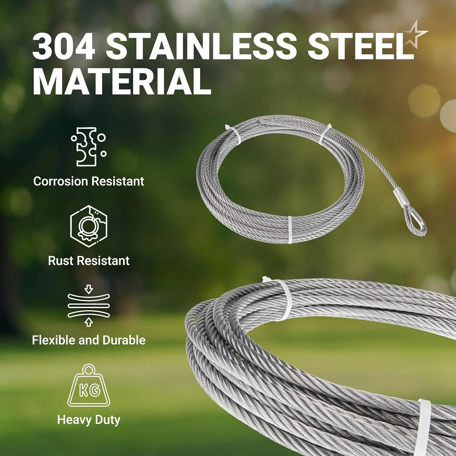 5/16" Wire Rope Kit - 50FT Wire Rope with 8PCS Clip Clamps & 8PCS Thimbles - 7x19 Strand Core Steel Cable for Boat Lifts, Dock Rigging, Outdoor Use - Image 5