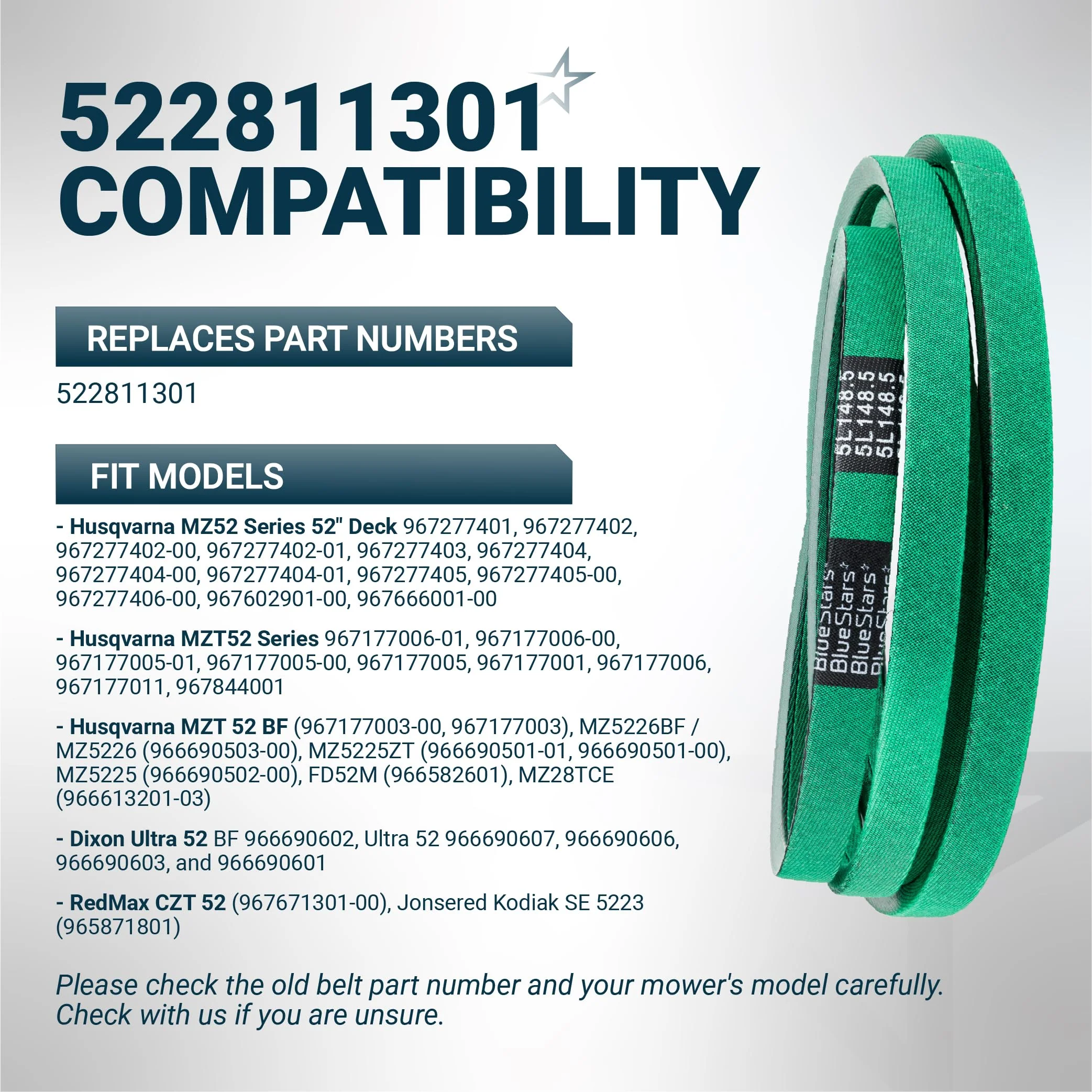 [Grip120] 522811301 Deck Belt | Fits 52" Deck Husqvarna MZ5225 MZT52 MZ52, Dixon, RedMax & More | 148.5" - Image 6