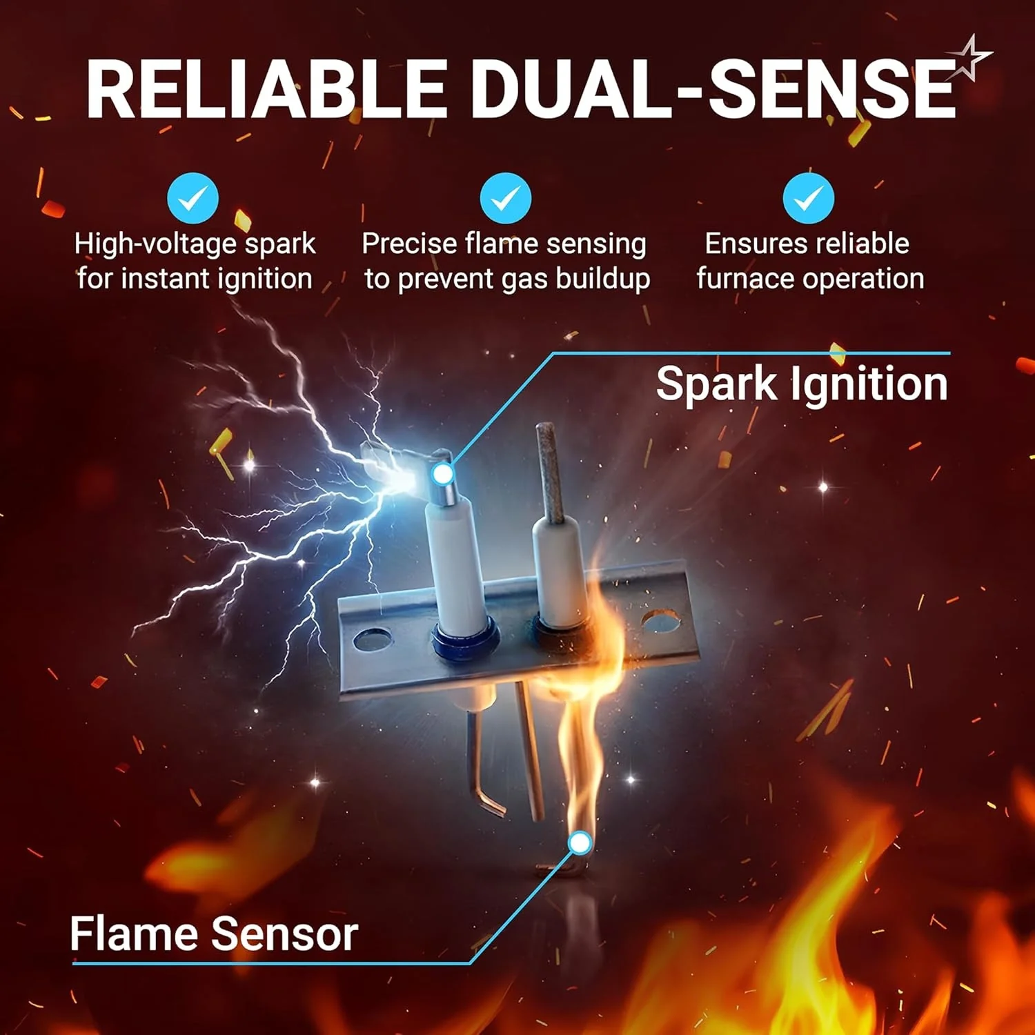 525019 230956 RV Furnace Igniter Electrode (Dual-Sense 3-Prong) for Suburban NT-24 NT-30 NT-34 P-40S Series - Fits Serial Numbers Below 920500001 - Image 3