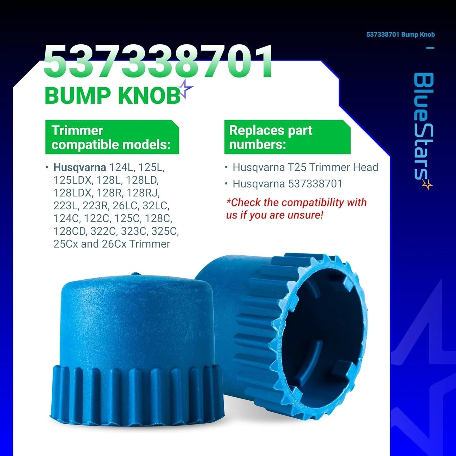 537338701 Trimmer Head Bump Knob - Fits Husqvarna T25 Heads (124L, 125L, 125LDx - 2 Pack - Image 4
