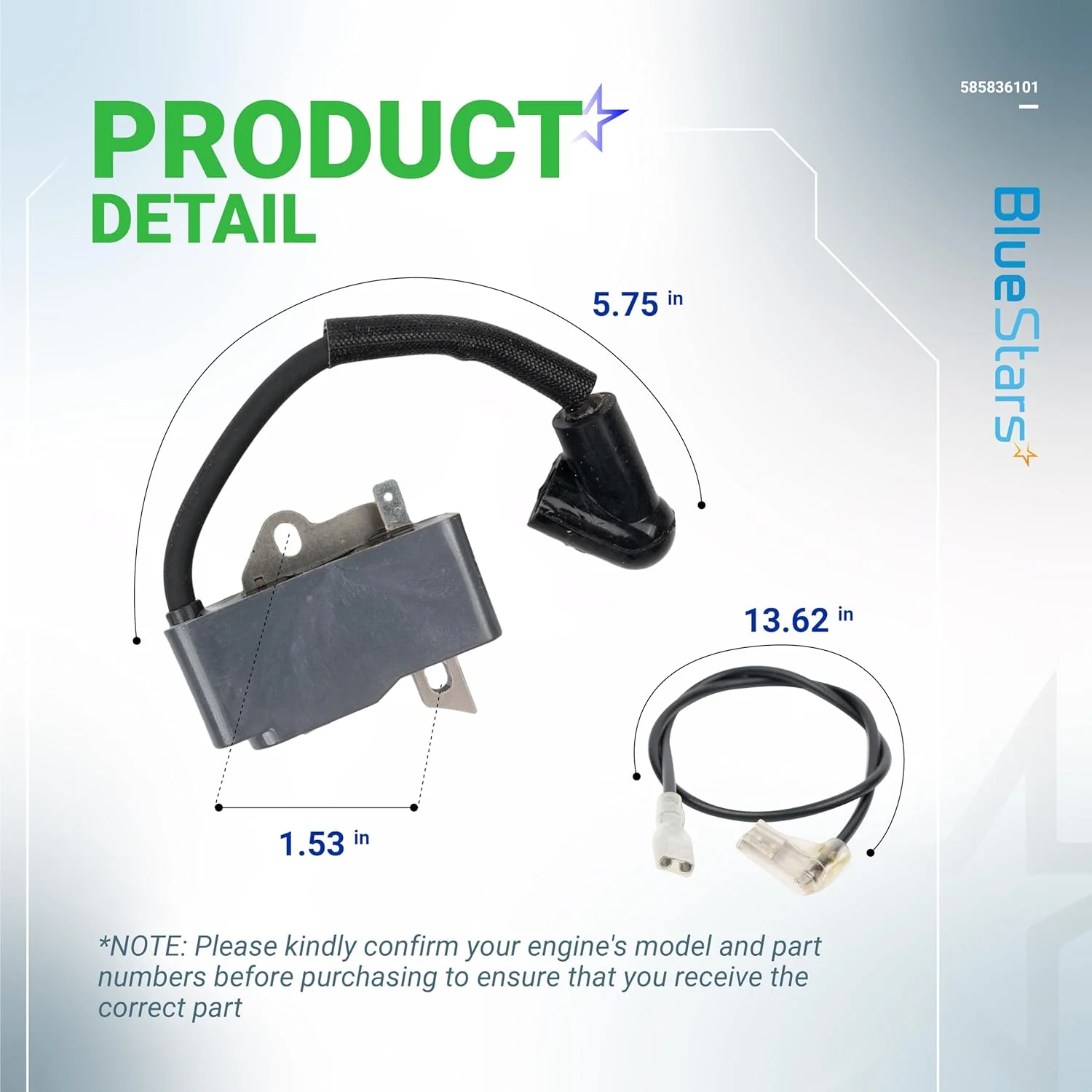 585836101 Handheld Blower Ignition Module Coil - Fits Husqvarna 125B 125BVX 125BX - Replaces 545108101 545108101 - Image 3