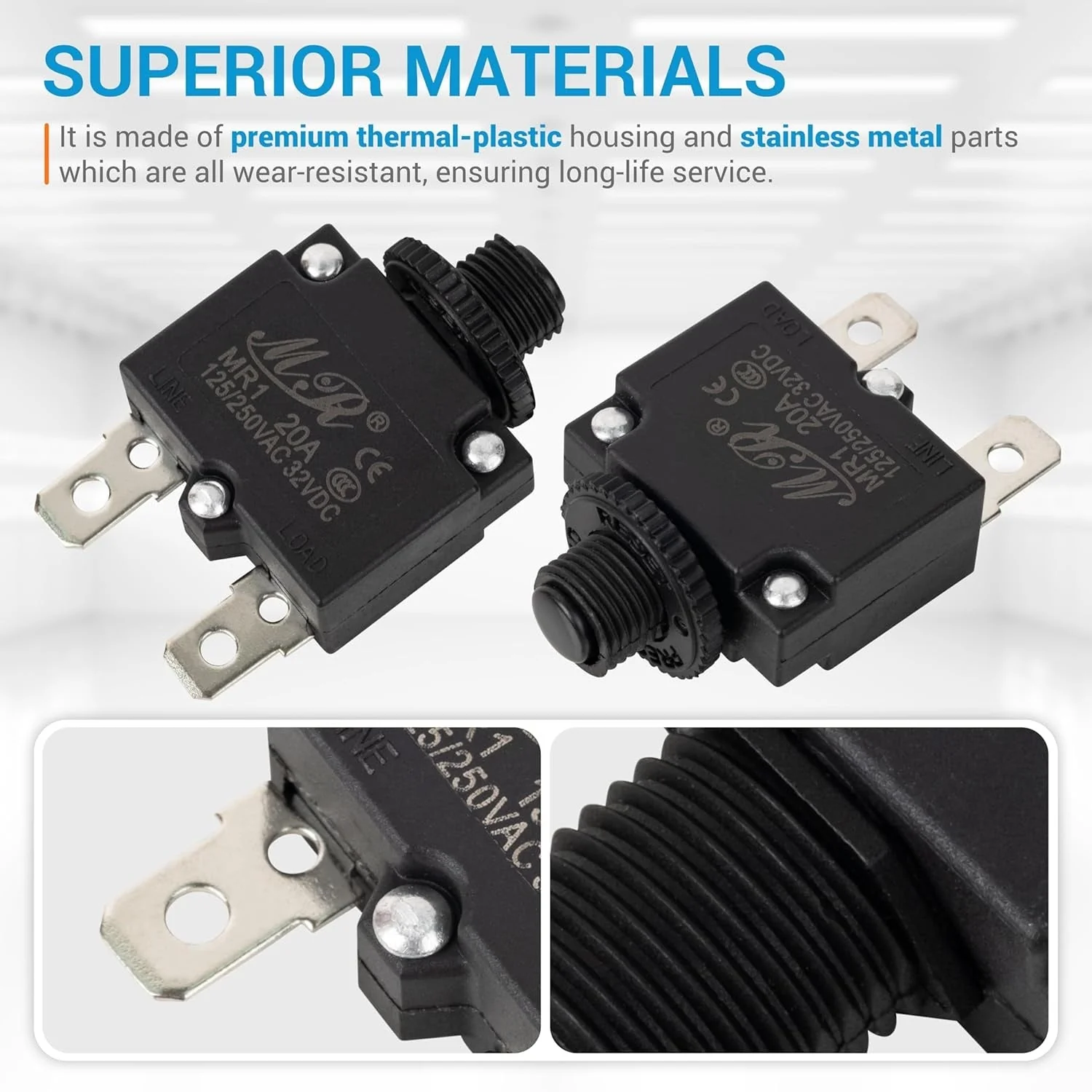 20Amp Thermal Circuit Breaker 125/250V AC 32V DC - 5 Pack - Image 5