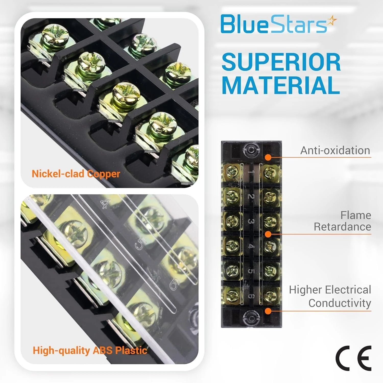 6 Positions Terminal Strip Blocks 600V 25A with Cover and 400V 25A 6 Positions Pre-Insulated Terminals Barrier Strip - 5 Pack - Image 3