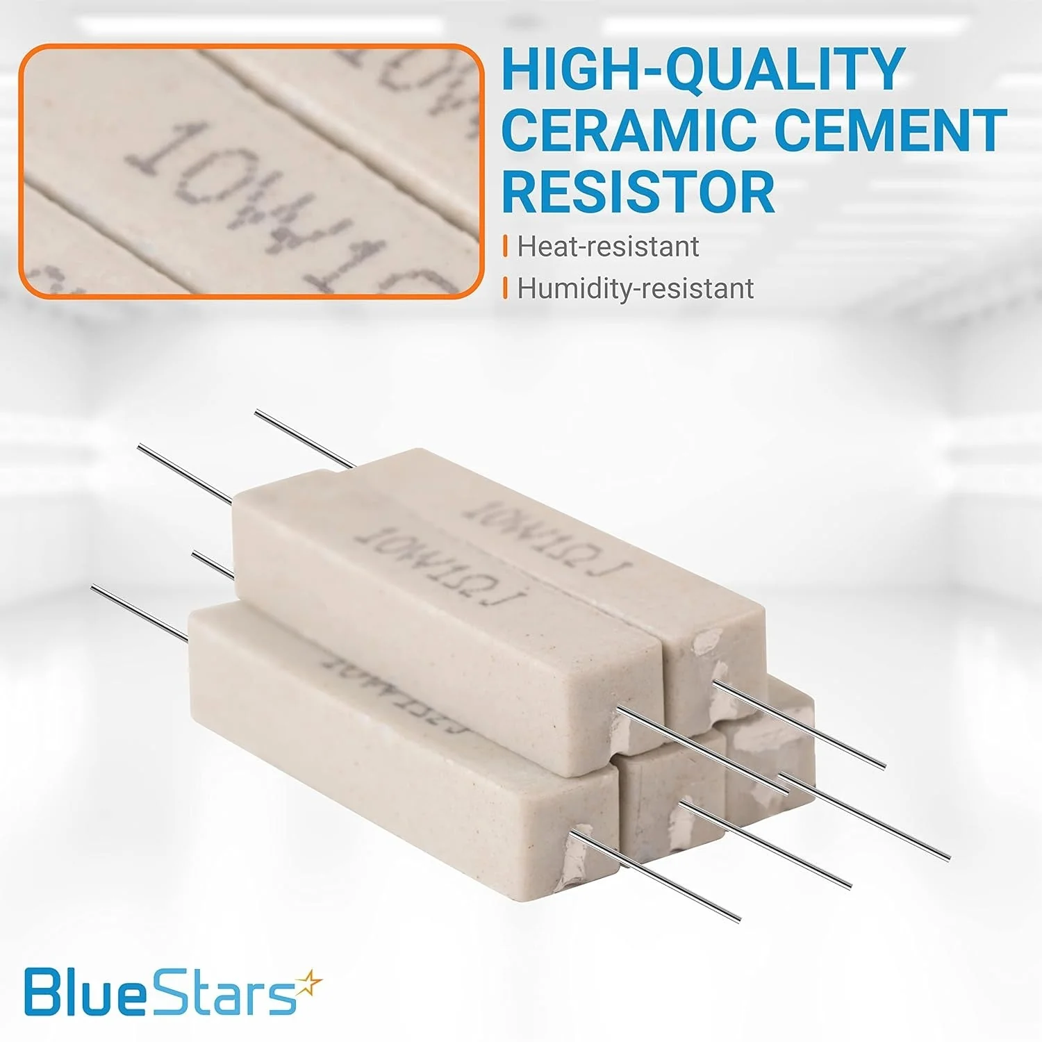 10W 1 Ohm Ceramic Cement Resistor - Resistance Tolerance ±5% 1r - 5 Pack - Image 5