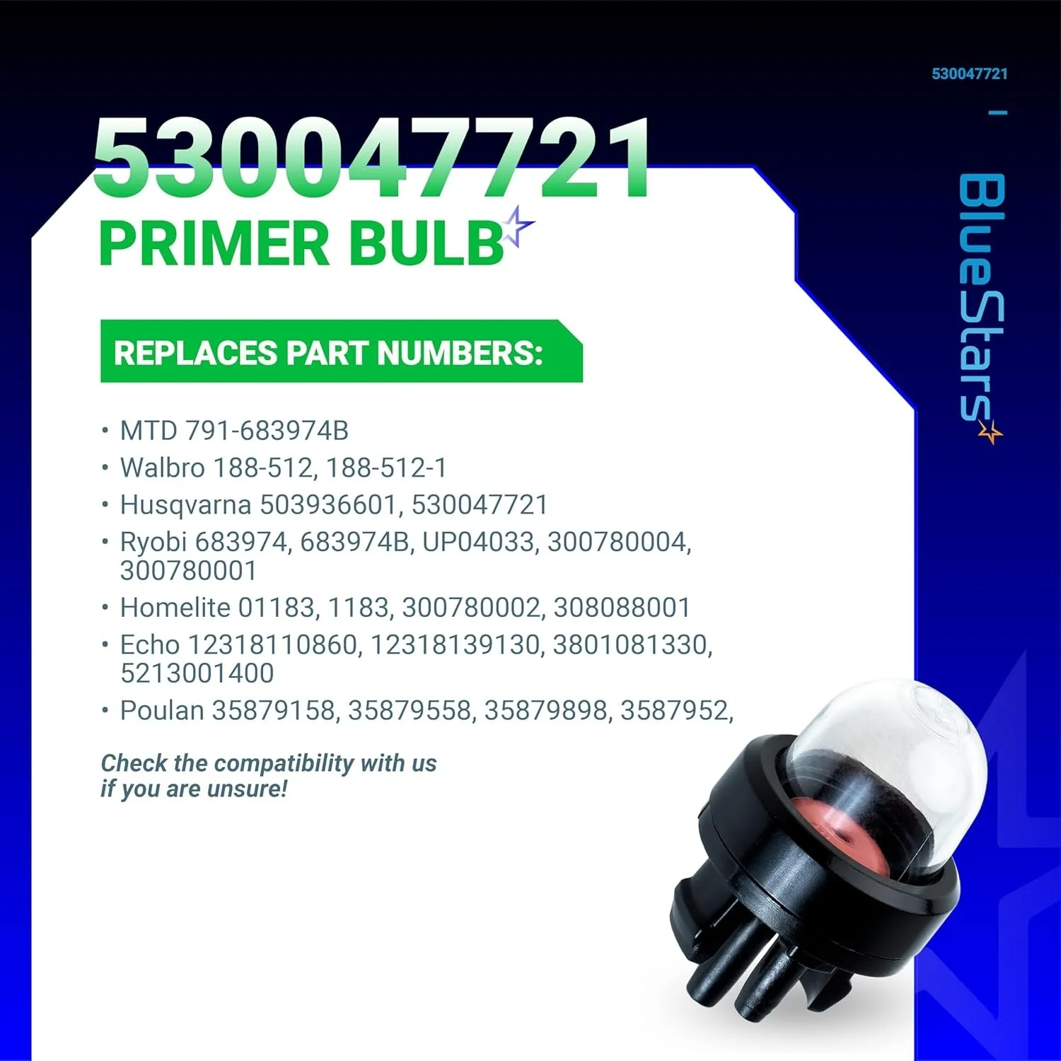 188-512-1 Primer Bulb for Poulan 530047721 PP136 PP330 Echo Chainsaw Ryobi Homelite Bolens String Trimmer Leaf Blower - 6 Pack - Image 4