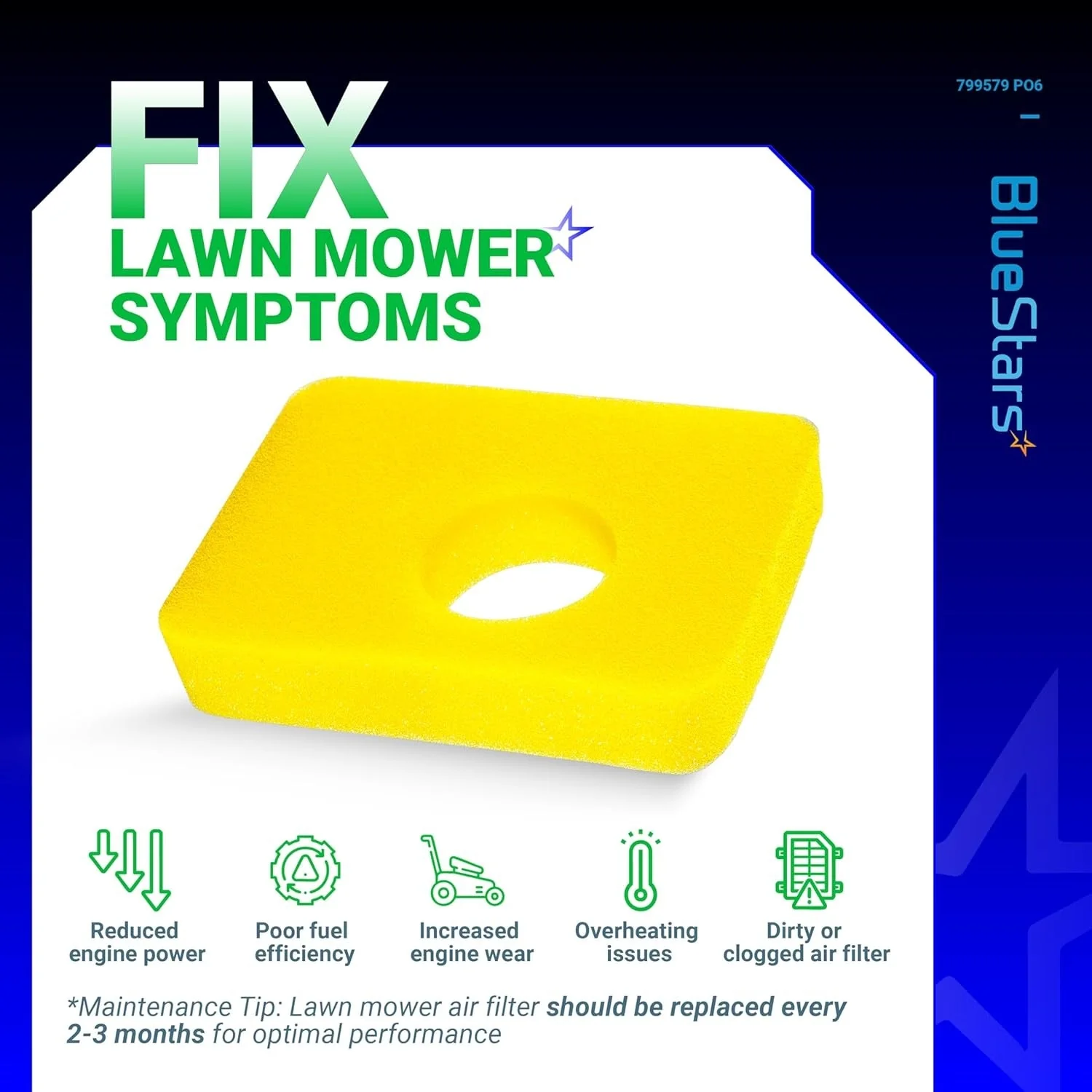 799579 Air Cleaner Foam Filter - Fits 09P602 09P702 550e-550ex - Replaces for Briggs & Stratton 4248 5434 - 6 Pack - Image 3