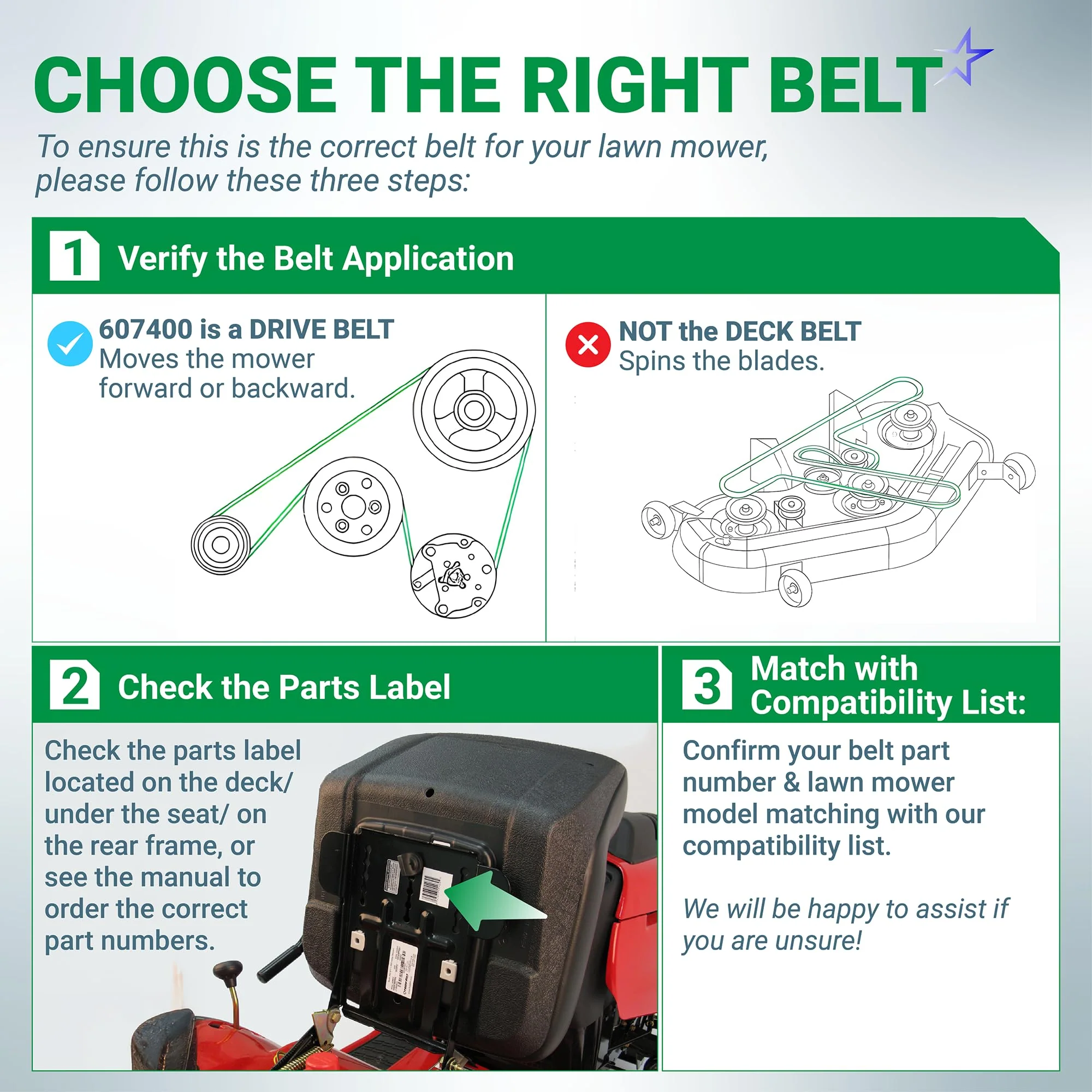 607400, 603907 Drive Belt | Fits Hustler Raptor SD 52" 54" 60" Deck | Aramid Cord | 50.75" - Image 4