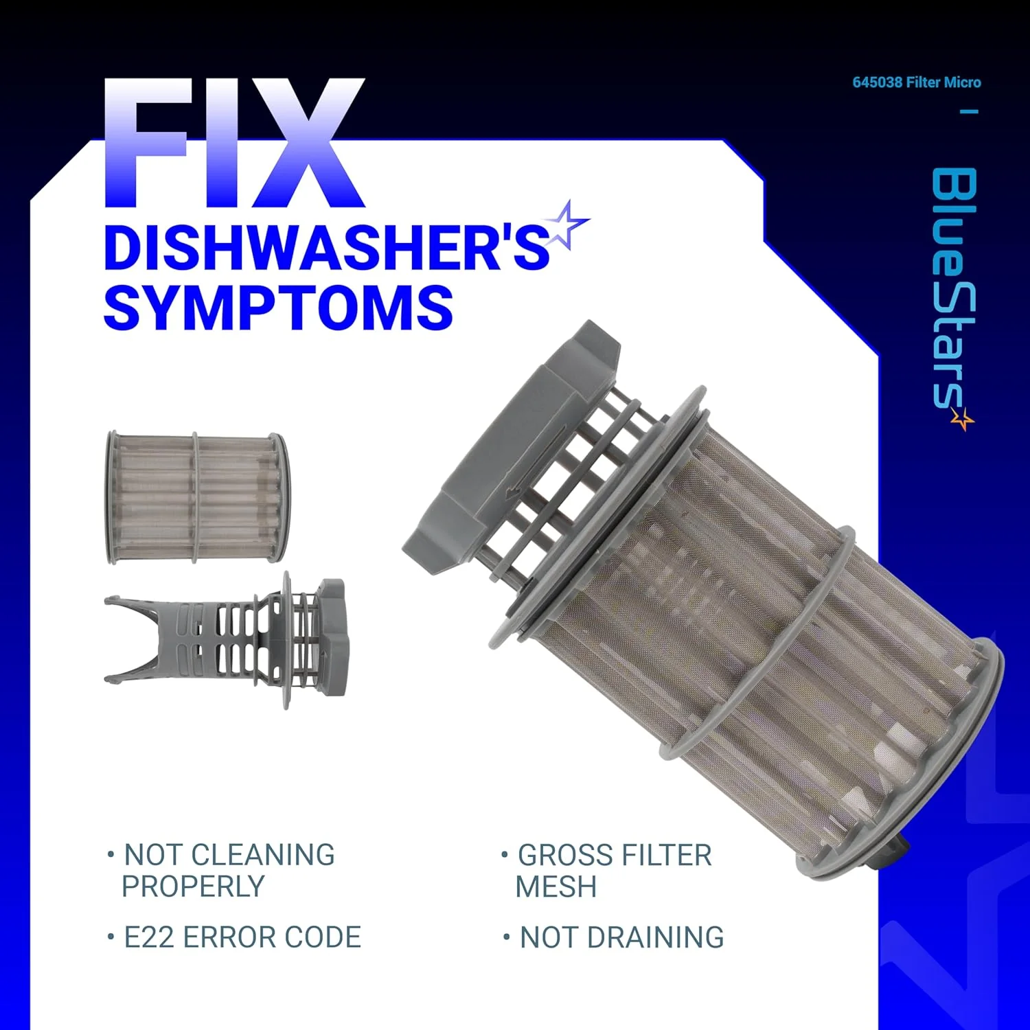645038 Dishwasher Drain Mesh Micro Filter - For Bosch Thermador Kenmore Dishwashers - Replaces 00651097 - Image 5