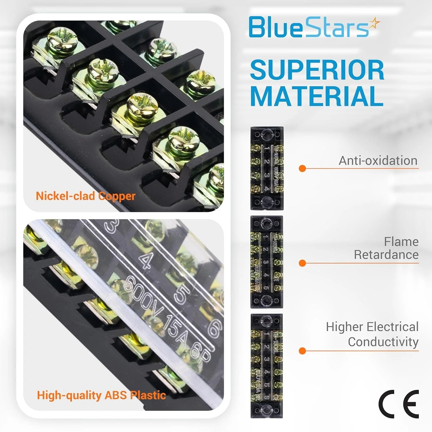 4/5/6 Positions Terminal Strip Blocks 600V 15A with Cover and 400V 15A Pre-Insulated Terminals Barrier Strip - 6 Pack - Image 3