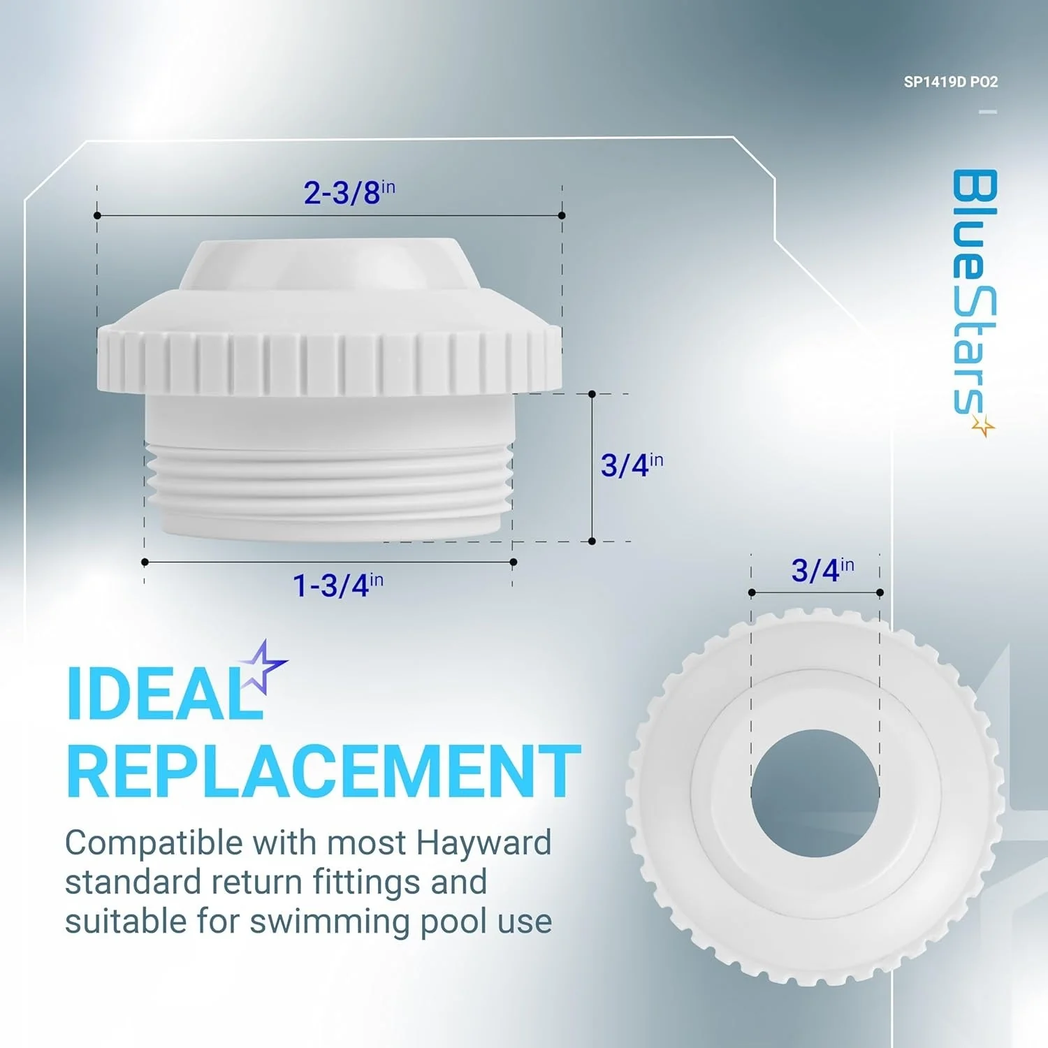 SP1419D Directional Flow Hydrostream Return Jet Fitting - For 1-1/2-Inch MIP Thread - 6 Pack - Image 3
