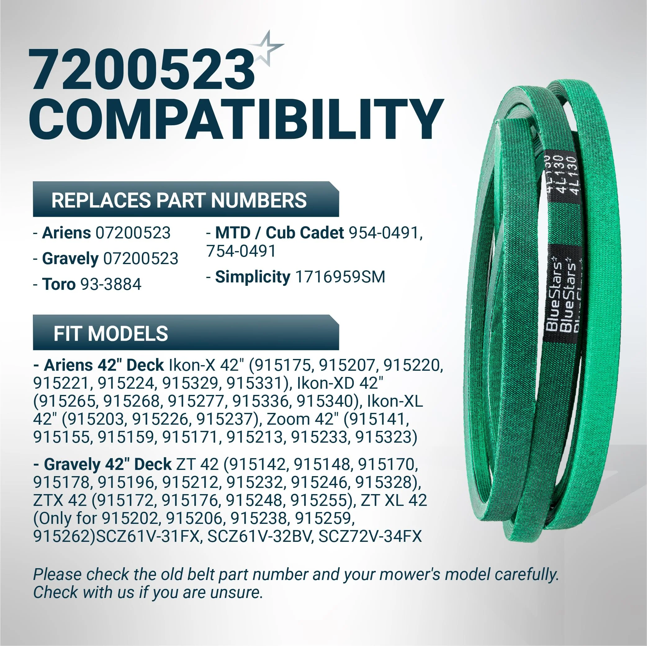 [Grip120] 7200523 Deck Belt for 42" Ariens 07200523 Ikon-X Ikon XD XL, 42" Gravely ZT42 ZTX42 ZTXL42 Lawn Mower - Replaces 93-3884 - 130" x 1/2" - Image 6