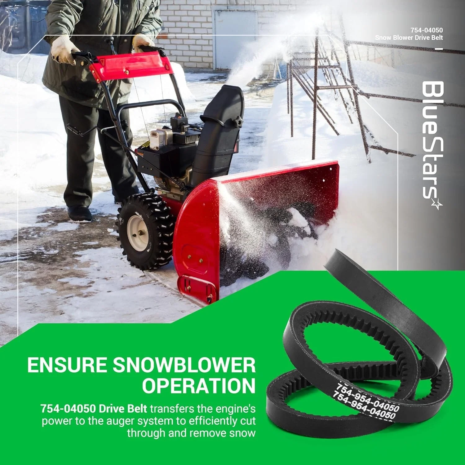 954-04050A, 754-04050A Snow Thrower Auger Belt | Fits MTD, Craftsman, Troy-Bilt & More | 34.75" - Image 2