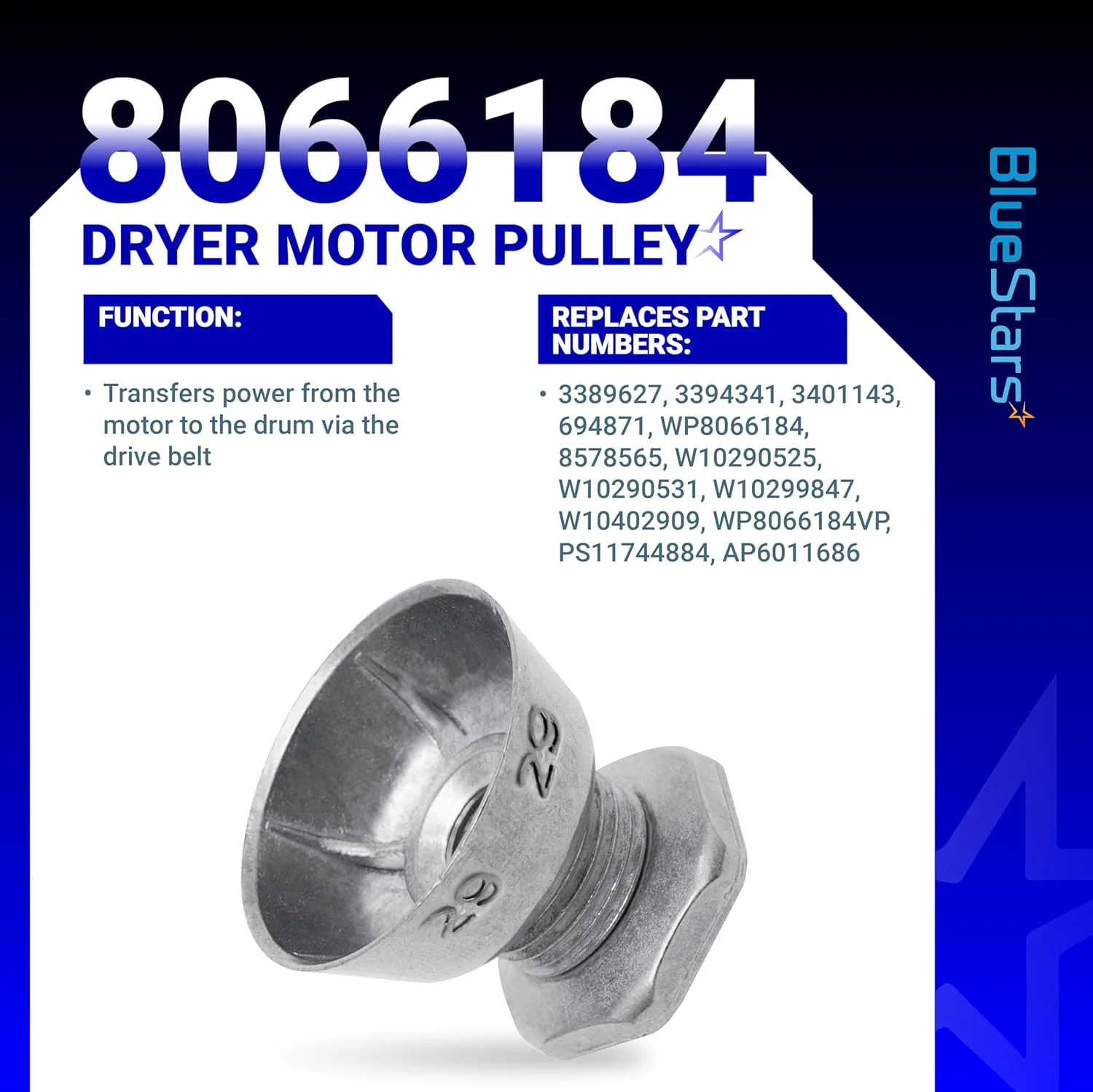 8066184 Dryer Motor Pulley & 341241 Dryer Drum Belt for Whirlpool Maytag Kenmore - Image 2