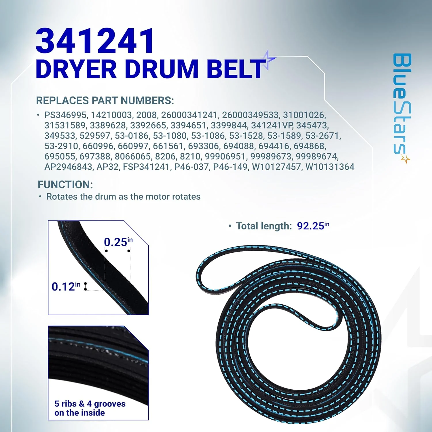 8066184 Dryer Motor Pulley & 341241 Dryer Drum Belt for Whirlpool Maytag Kenmore - Image 3