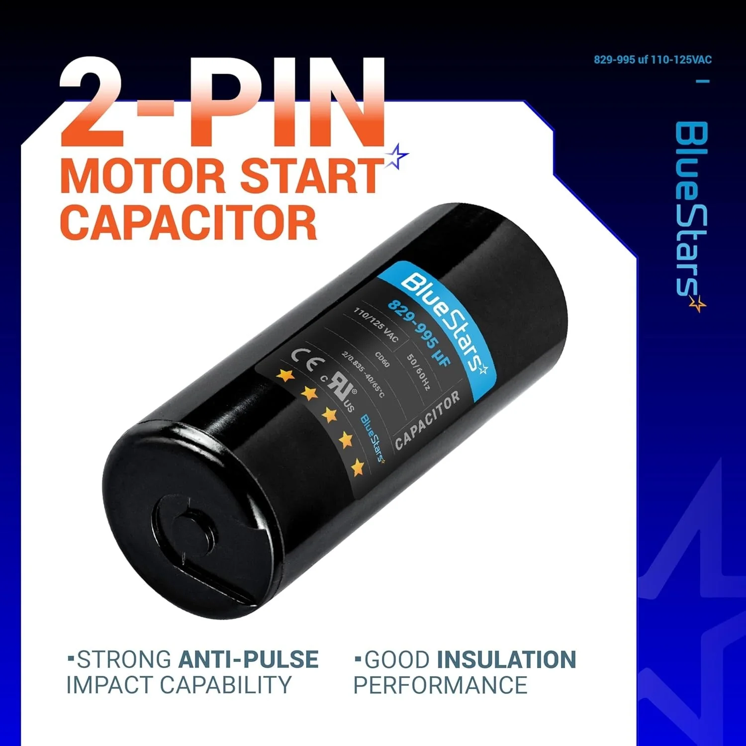 [UL Certified] 829-995 uF MFD 110-125 VAC ±20% Round Motor Start Capacitor 50/60 Hz - Replaces 6FLL8, PMJ829 - Image 7