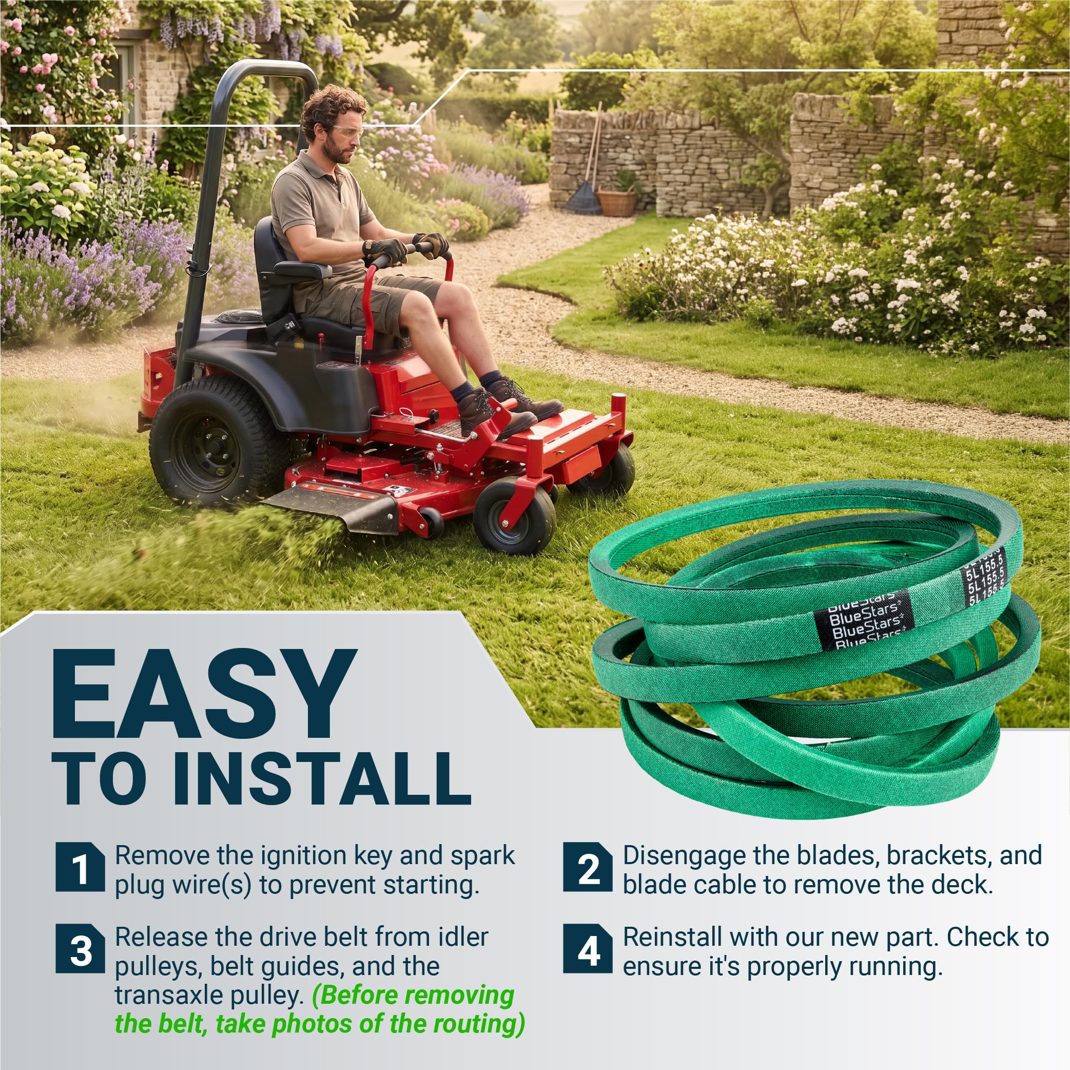 [Grip120] 88843 Bush Hog Drive Belt for ATH 720, FTH 720, 72" RDTH 72 TD-1700, 55" HDZ3155FX4 HDZ3355ECV4 - 155.5" x 5/8" - Image 10