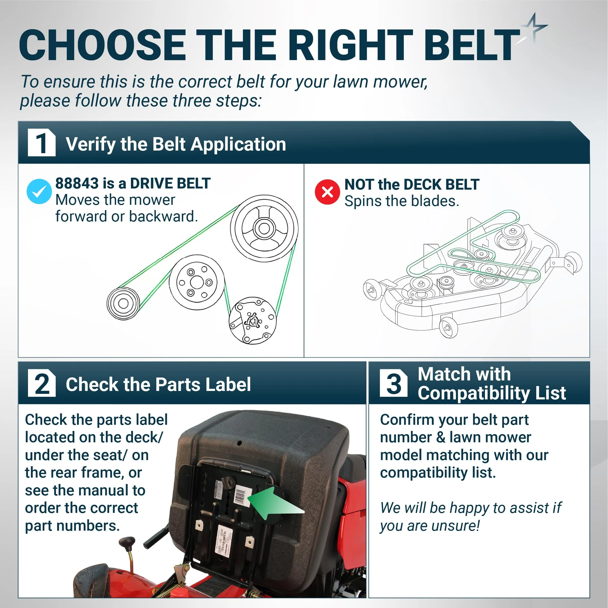 [Grip120] 88843 Bush Hog Drive Belt for ATH 720, FTH 720, 72" RDTH 72 TD-1700, 55" HDZ3155FX4 HDZ3355ECV4 - 155.5" x 5/8" - Image 7