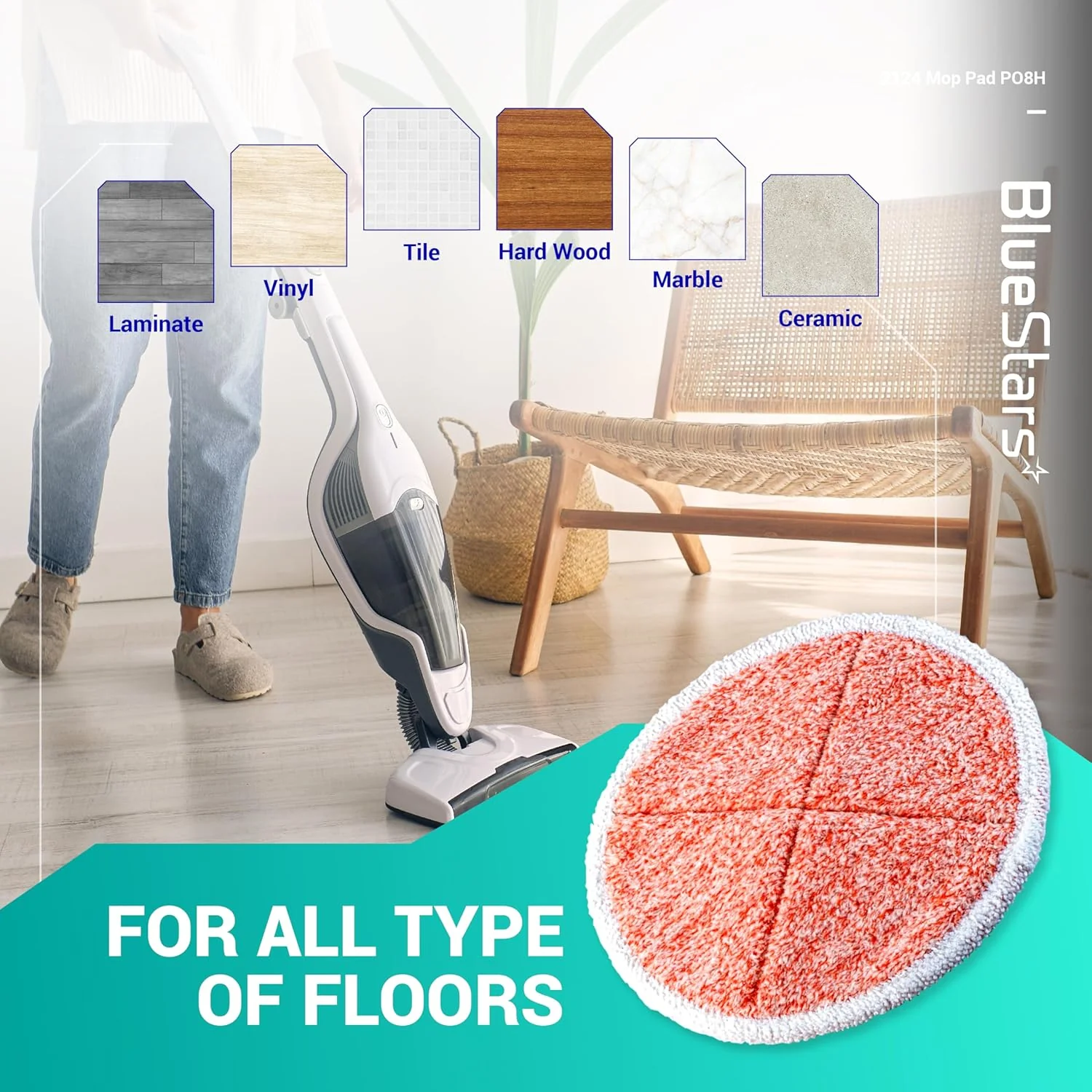 Heavy Scrub Pads Mop Pads Replacement for Bissell Spinwave 2124 2039A 2039 2307 23157 20391 20399 - Hard Floor Mop Cleaners (Orange) - 8 Pack - Image 5
