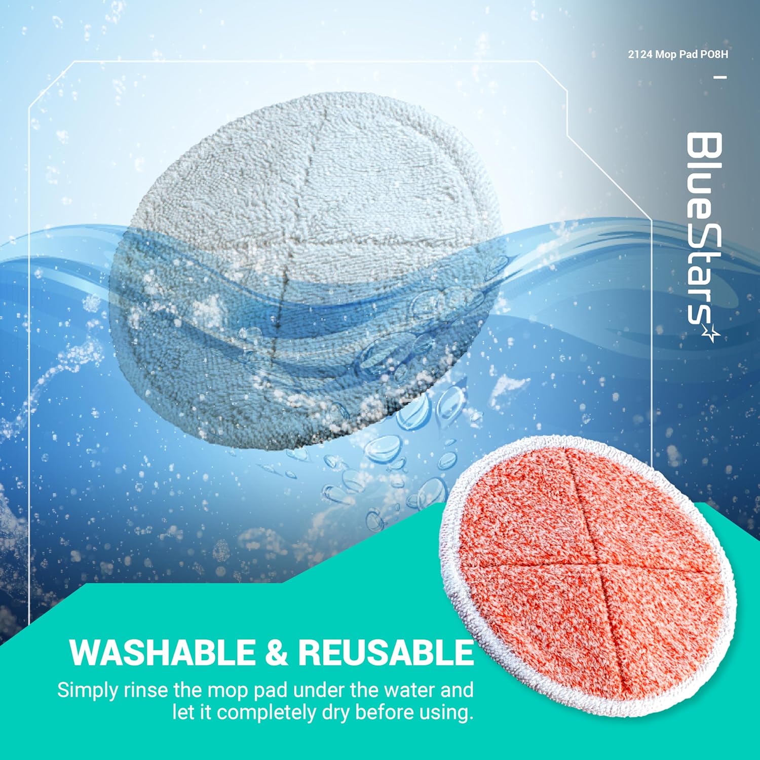Heavy Scrub Pads Mop Pads Replacement for Bissell Spinwave 2124 2039A 2039 2307 23157 20391 20399 - Hard Floor Mop Cleaners (Orange) - 8 Pack - Image 7