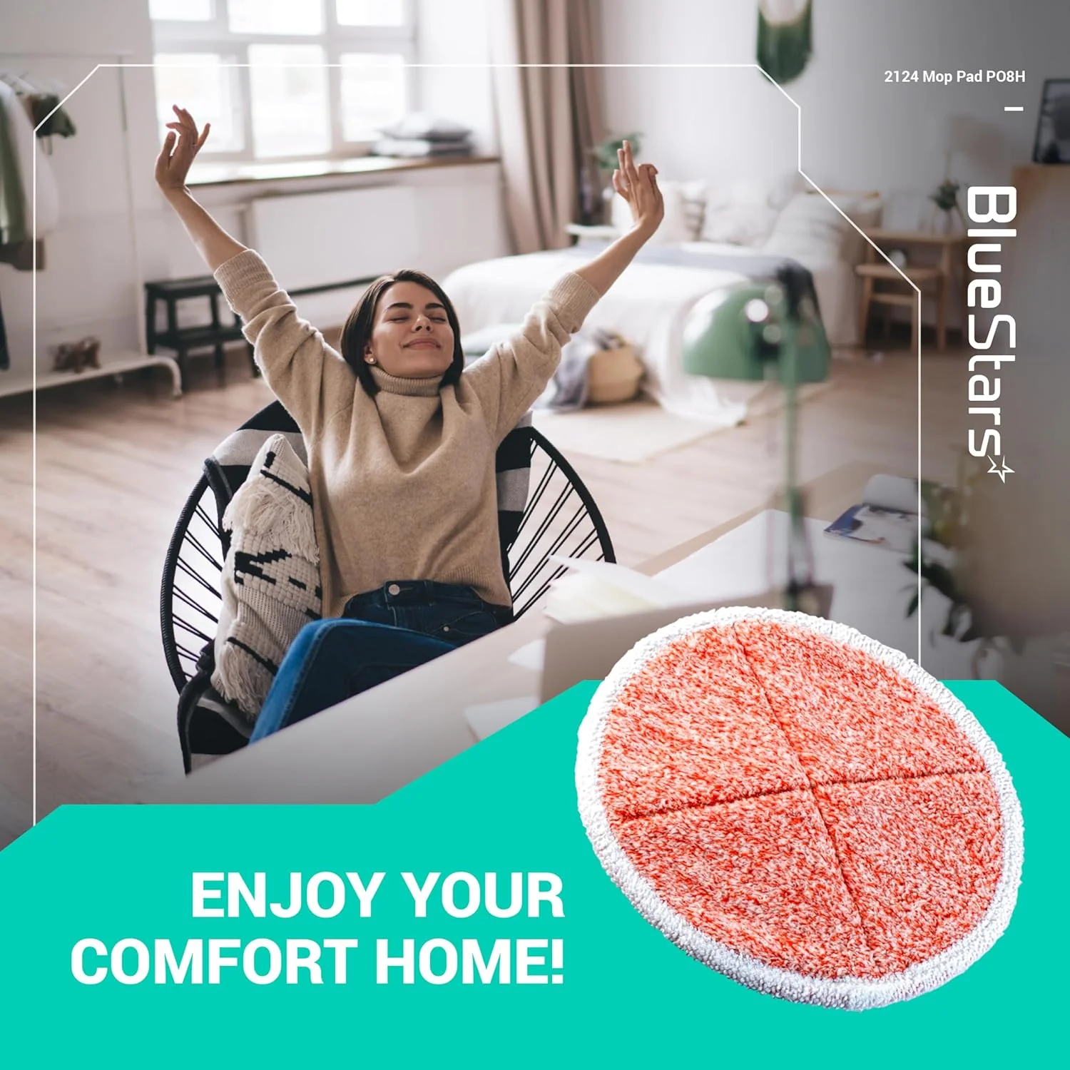 Heavy Scrub Pads Mop Pads Replacement for Bissell Spinwave 2124 2039A 2039 2307 23157 20391 20399 - Hard Floor Mop Cleaners (Orange) - 8 Pack - Image 9