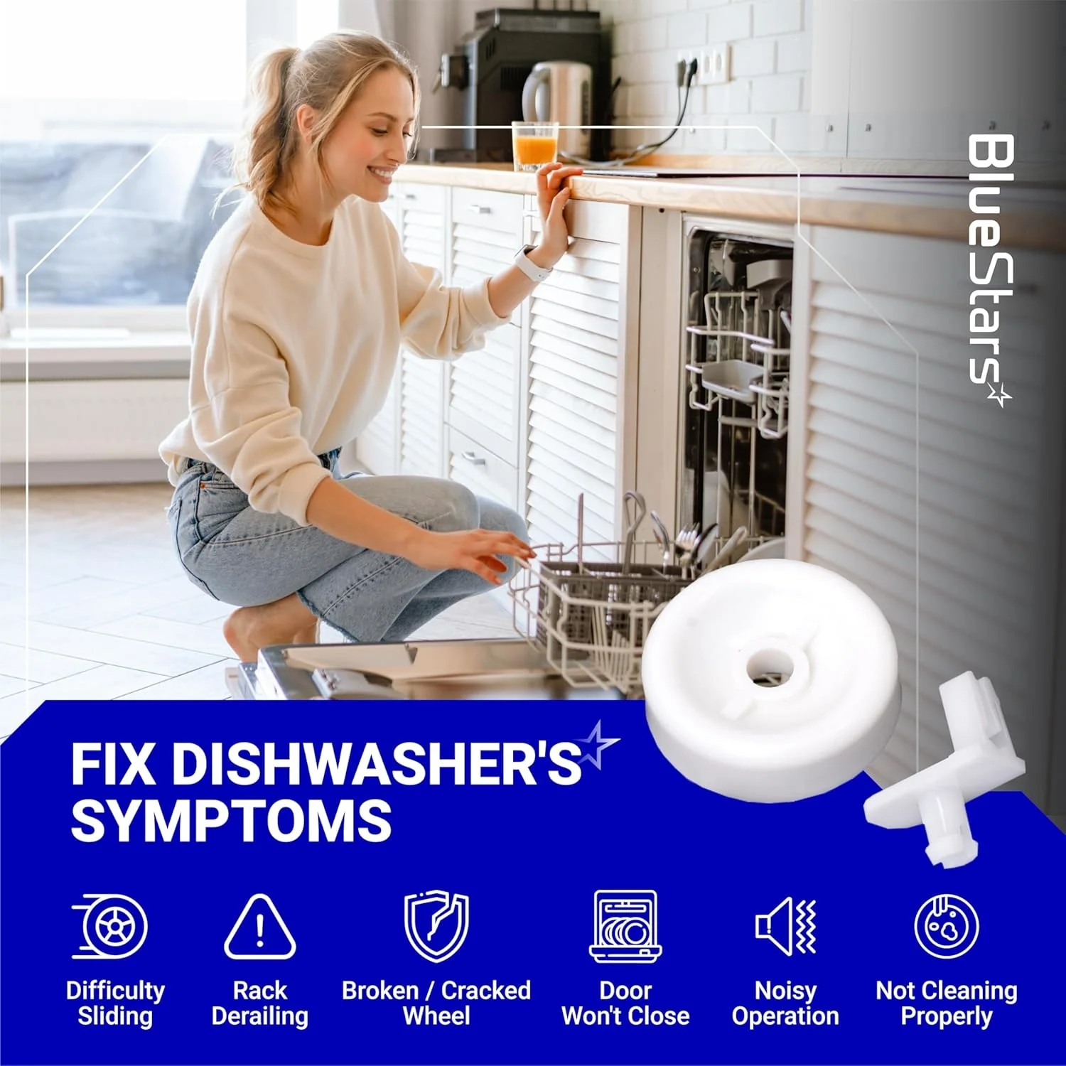 WD35X21038 Dishwasher Lower Rack Wheel and Stud - For GE Kenmore Dishwashers - 8 Pack - Image 7
