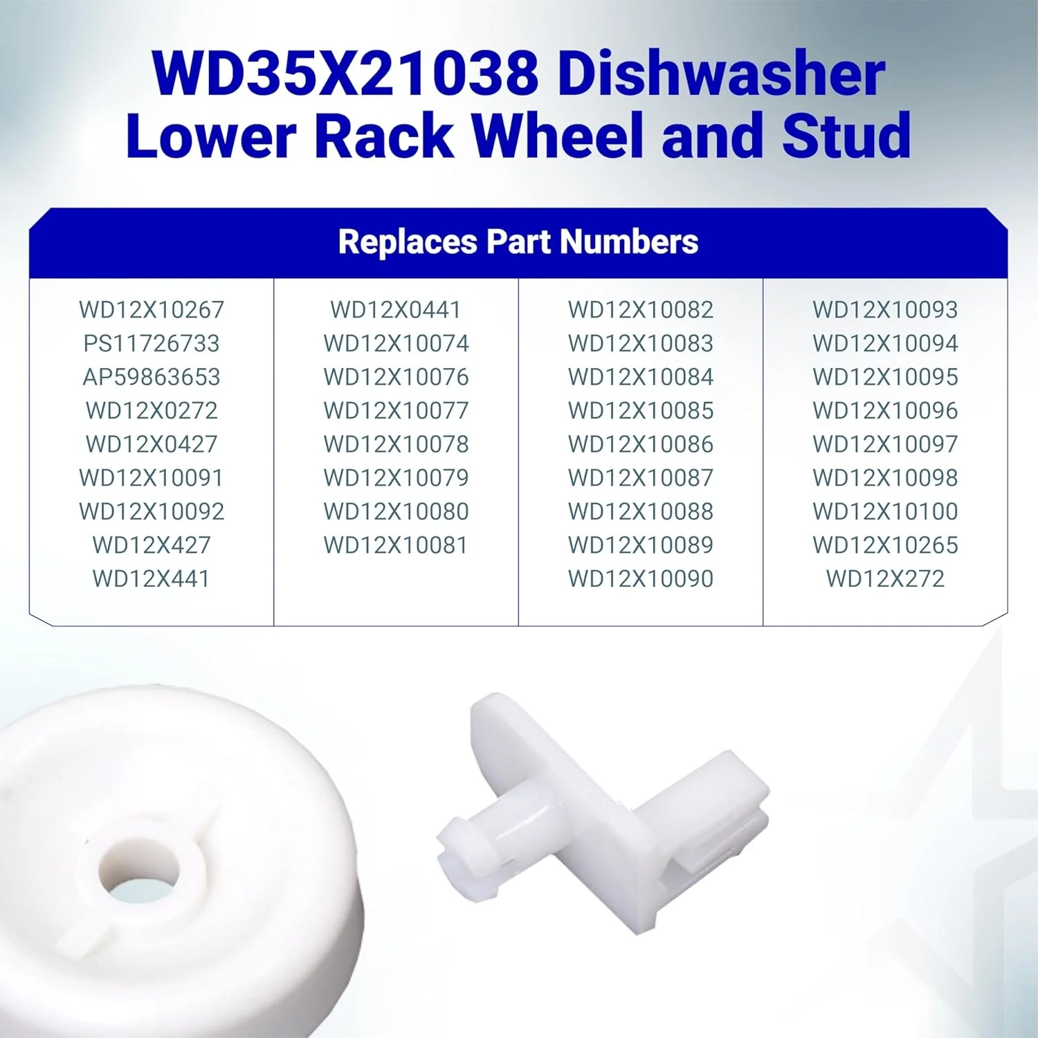 WD35X21038 Dishwasher Lower Rack Wheel and Stud - For GE Kenmore Dishwashers - 8 Pack - Image 9