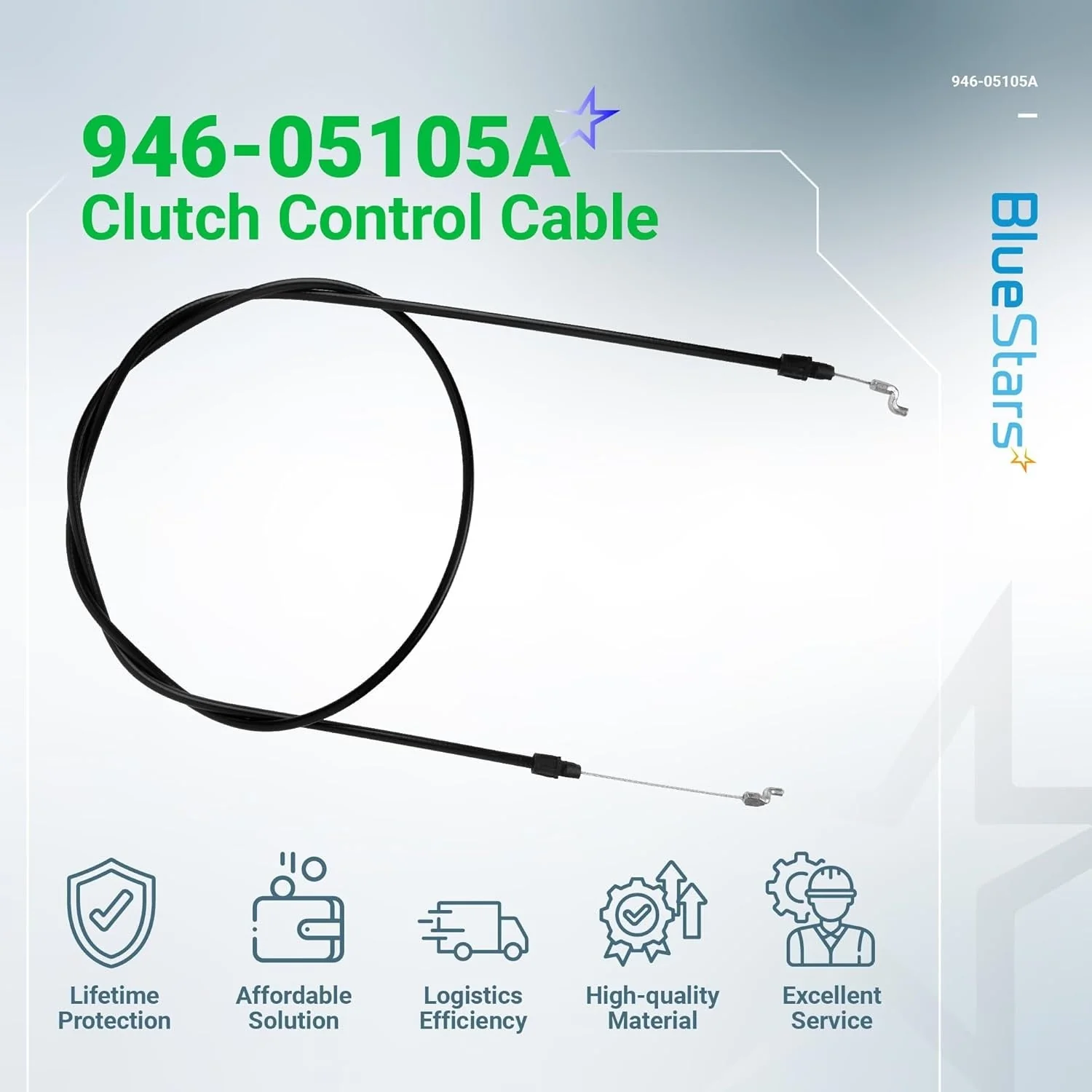 946-05105A 69" Total Length Clutch Control Cable - Fits Cub Cadet MTD Craftsman SC300HW - Replaces 746-05105 746-05105A - Image 9