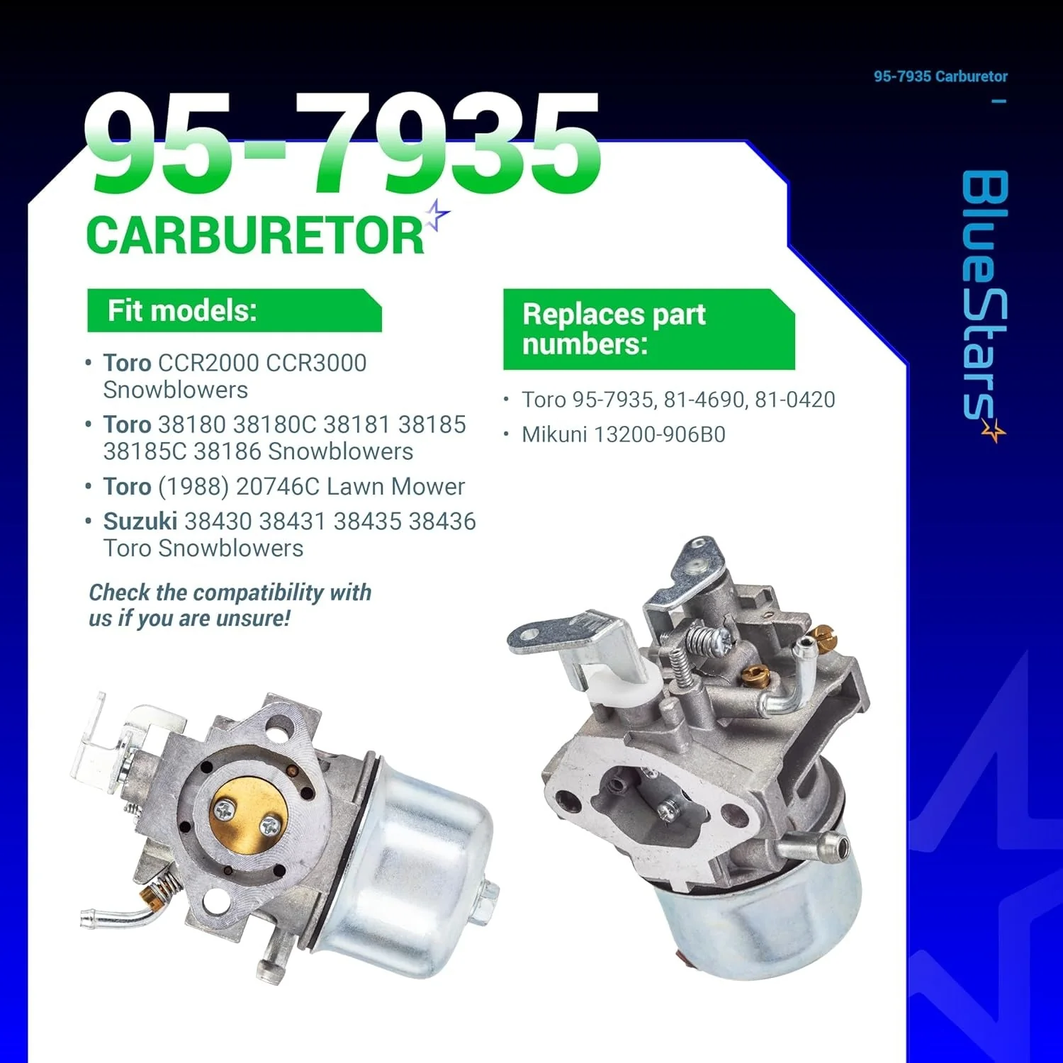 95-7935 Carburetor - Fits Toro 81-4690 81-0420 CCR2000 CCR3000 Mikuni 13200-906B0 Suzuki 38180 38180C 38181 38185 - Image 4