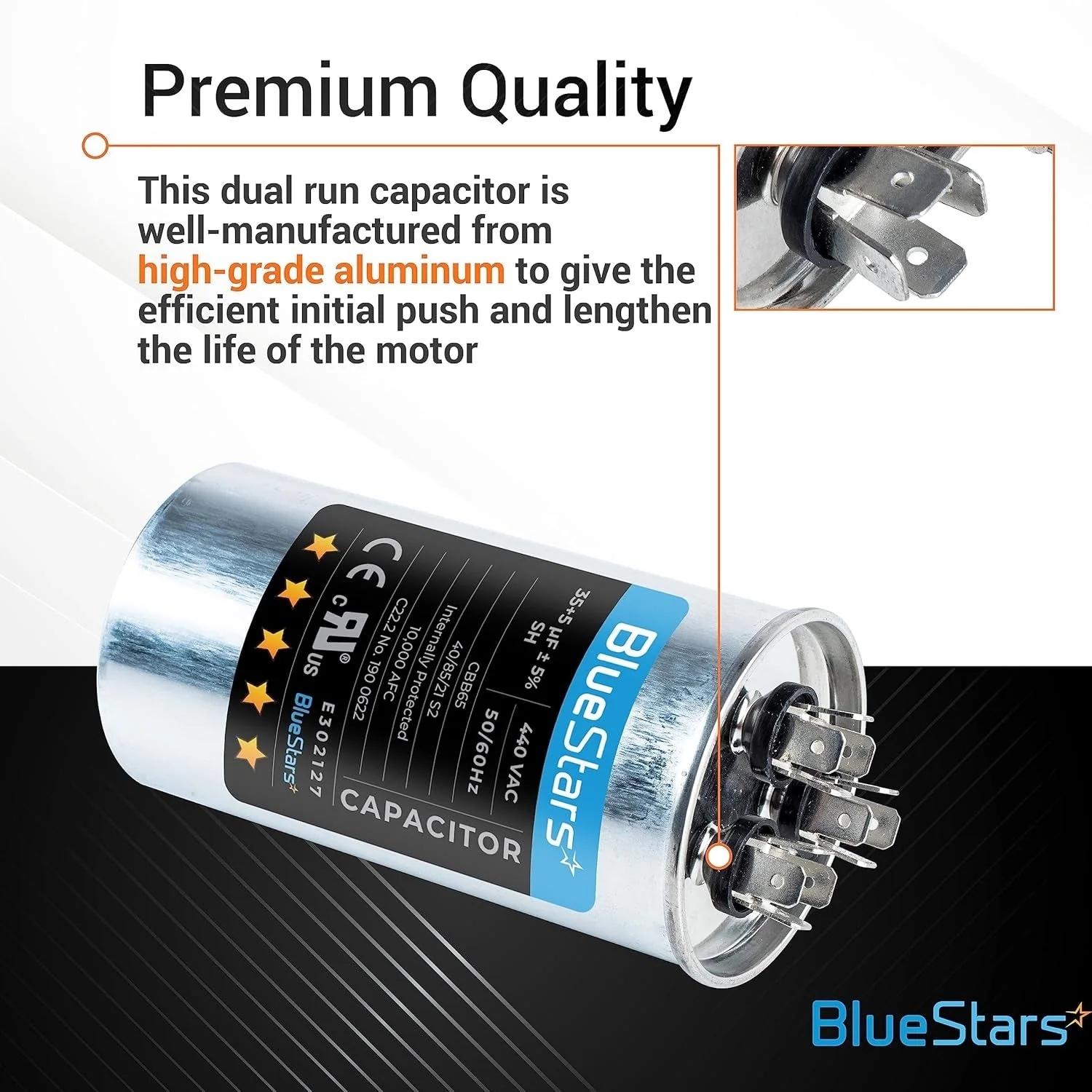 35+5 uF MFD 370/440 VAC Dual Run Round Air Conditioner Capacitor - Fits AC Unit Fan Motor Start, Heat Pump - Image 6