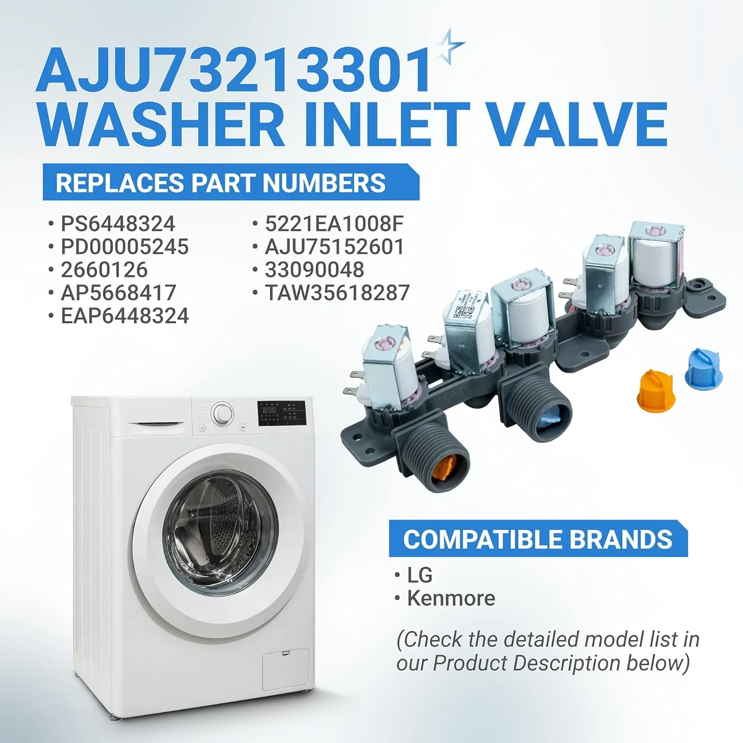 AJU73213301 AJU75152601 5221EA1008F Water Inlet Valve for LG Kenmore Washers - Image 8