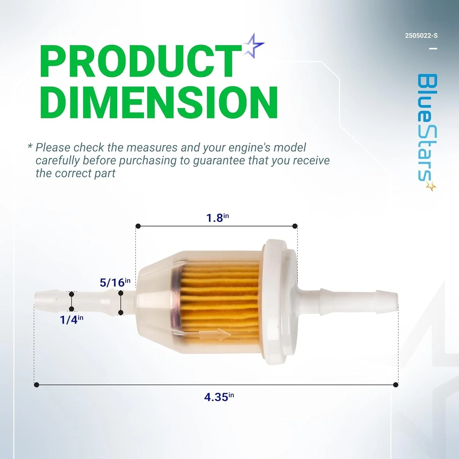 AM116304 Fuel Filter - Fits 1/4" and 5/16" Fuel Line Kohler 25-050-03-S - Replaces 25-050-22-S 71-5960 - 10 Pack - Image 3
