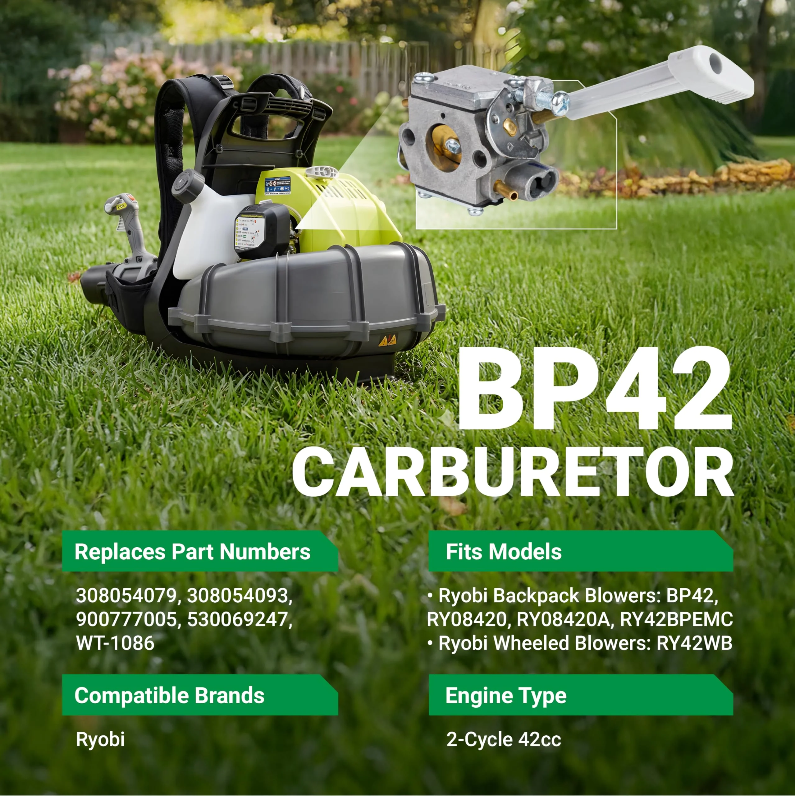 BP42 Carburetor Kit - Fits Ryobi RY08420 RY08420A RY42WB RY42BPEMC Backpack Leaf Blower - Image 5