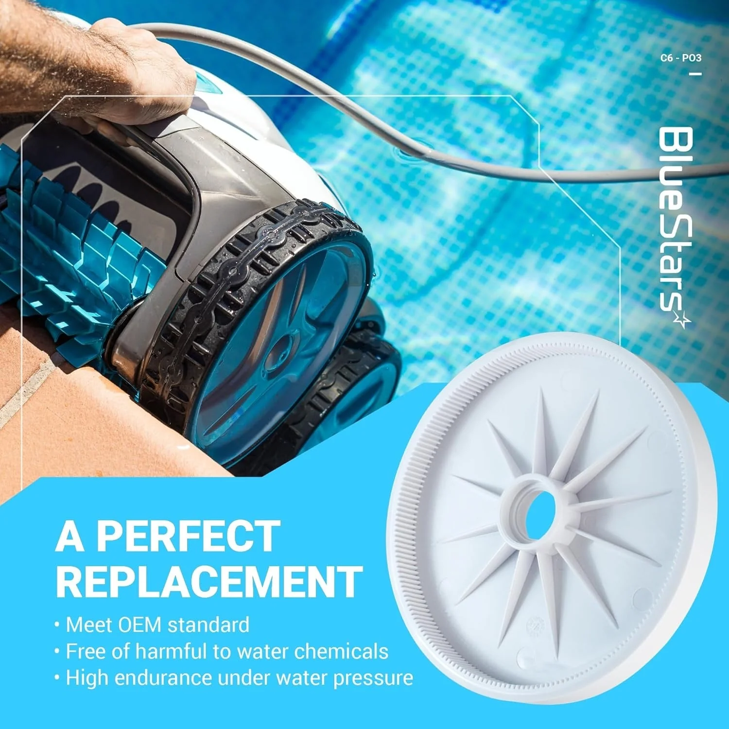 C6 / C-6 Large Wheel Replacement - For Polaris 180 280 Tanktrax, VAC-Sweep 280 Pool Cleaners - 3 Pack - Image 6