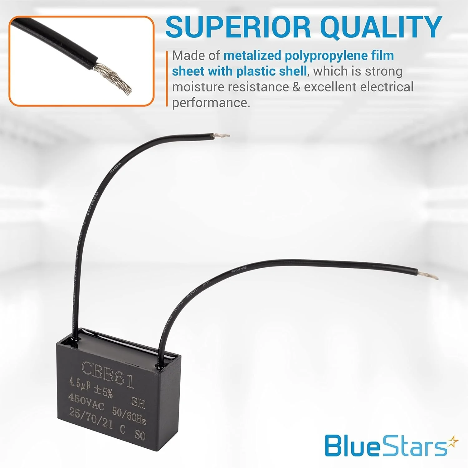 CBB61 4.5μF/4.5uF 450V 2-Wire Ceiling Fan Capacitor - 2 Pack - Image 3