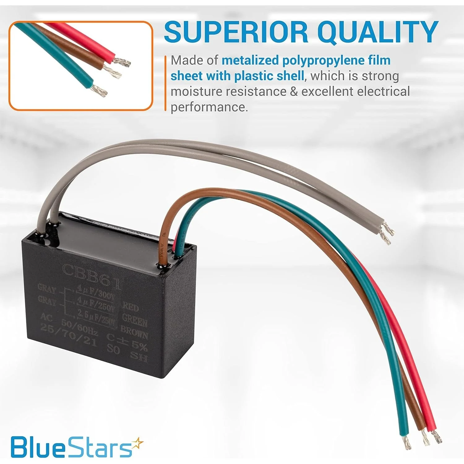 CBB61 4uf+4uf+2.5uf 5-Wire 250V/300V AC Ceiling Fan Capacitor - Image 4