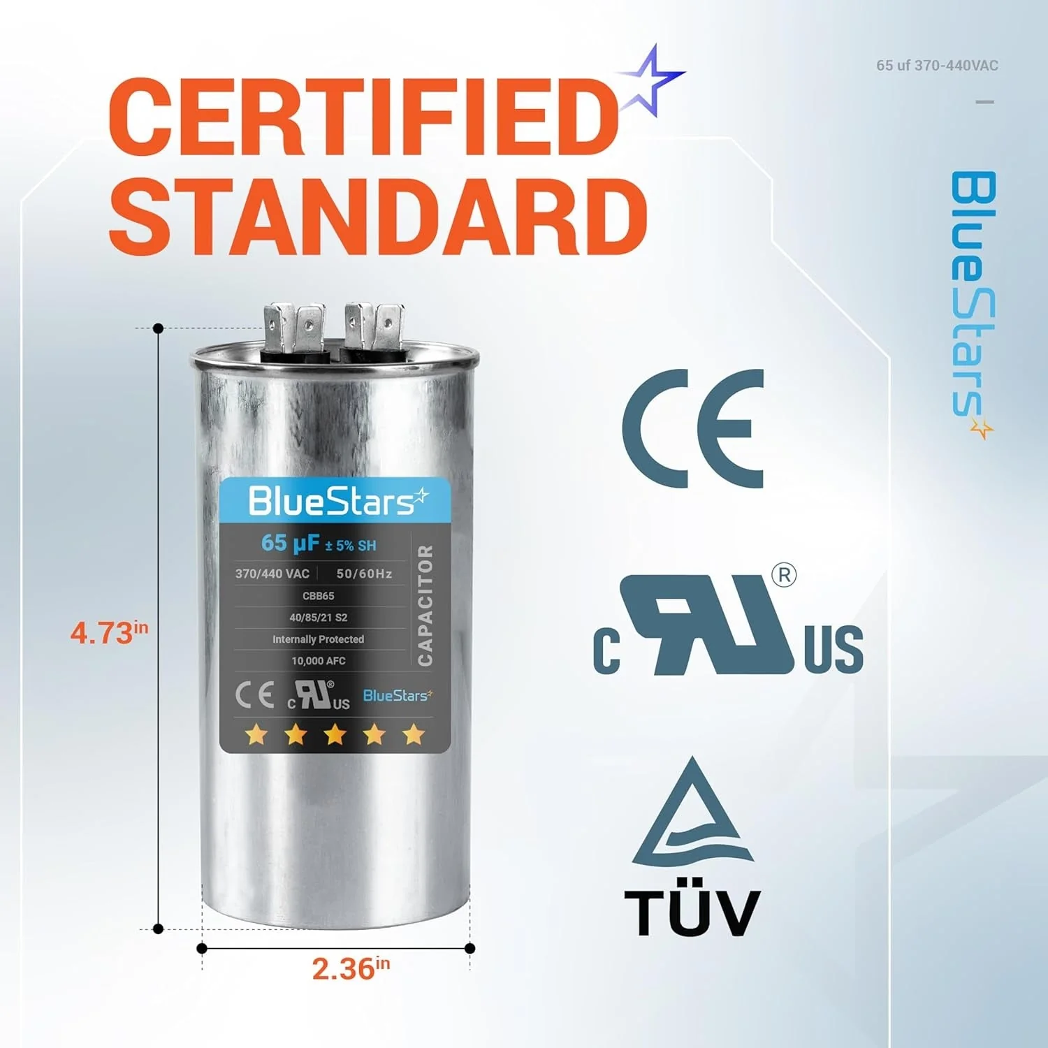65 uF MFD 370/440 VAC Round Run Start Capacitor CBB65 - Fits AC Motor Run, Fan Start, Heat Pump - Image 5