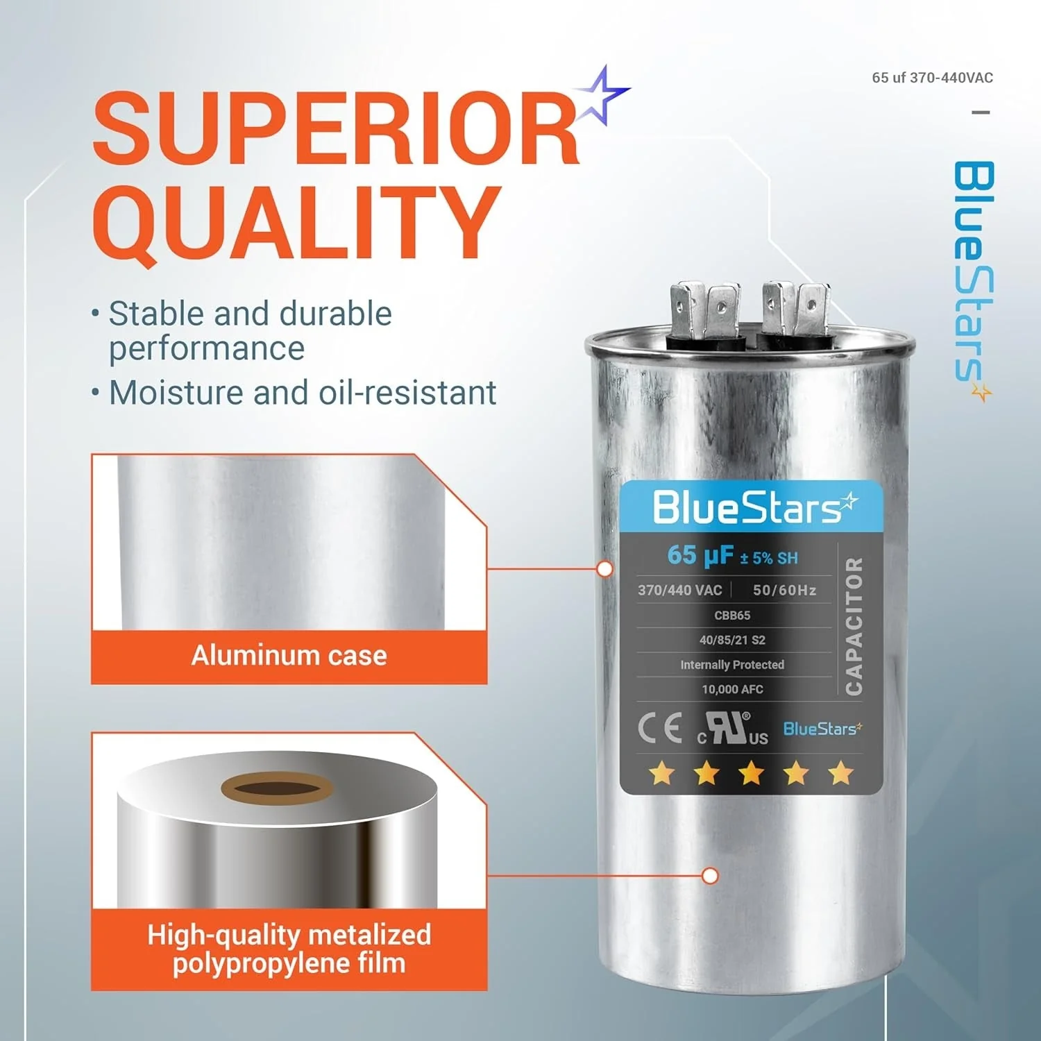 65 uF MFD 370/440 VAC Round Run Start Capacitor CBB65 - Fits AC Motor Run, Fan Start, Heat Pump - Image 8