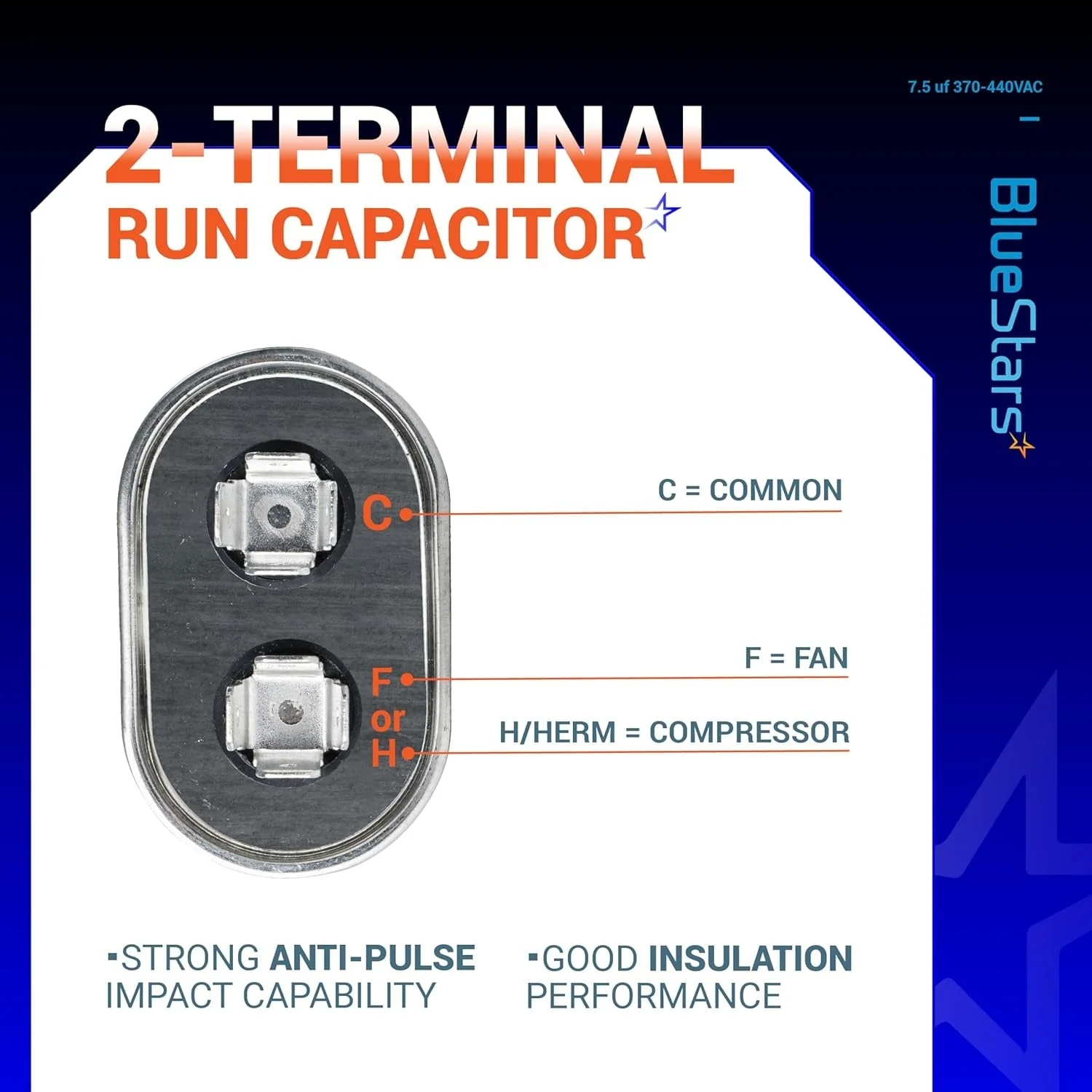 7.5 uF MFD ±5% 370/440 VAC Oval Run Capacitor CBB65 50/60 Hz - Fits Condenser Straight Cool, Heat Pump - Image 7