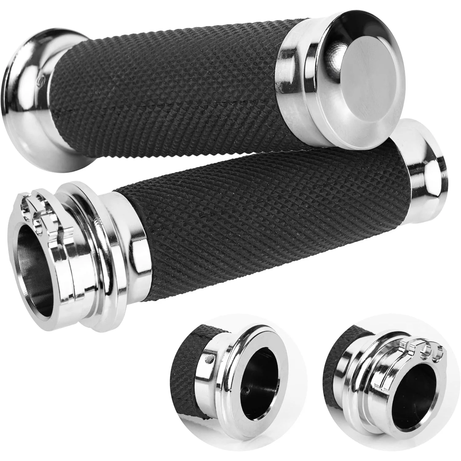 Motorcycle Hand Grips 1" Handlebars - For Harley Sportster Honda Yamaha Suzuki Kawasaki Softail Bobber Chopper Motorcycles