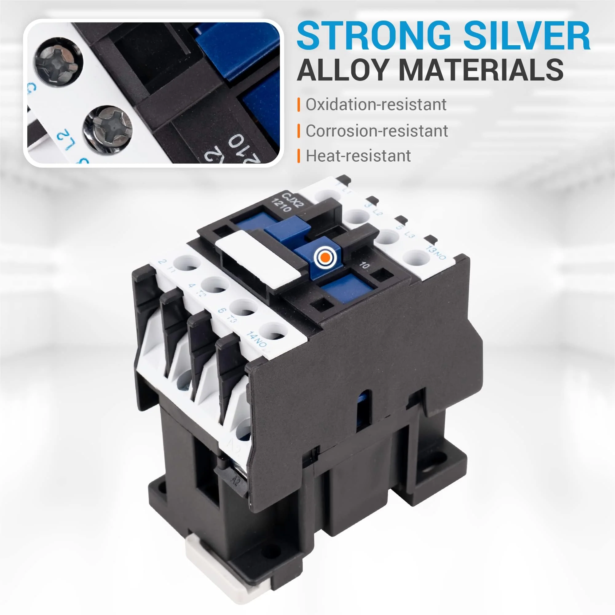 CJX2-1210 AC Contactor 3 Pole 25 Amp 220VAC Coil - Normally Open, Replacement for Air Conditioner, Heat Pump & Refrigeration Systems - Image 5