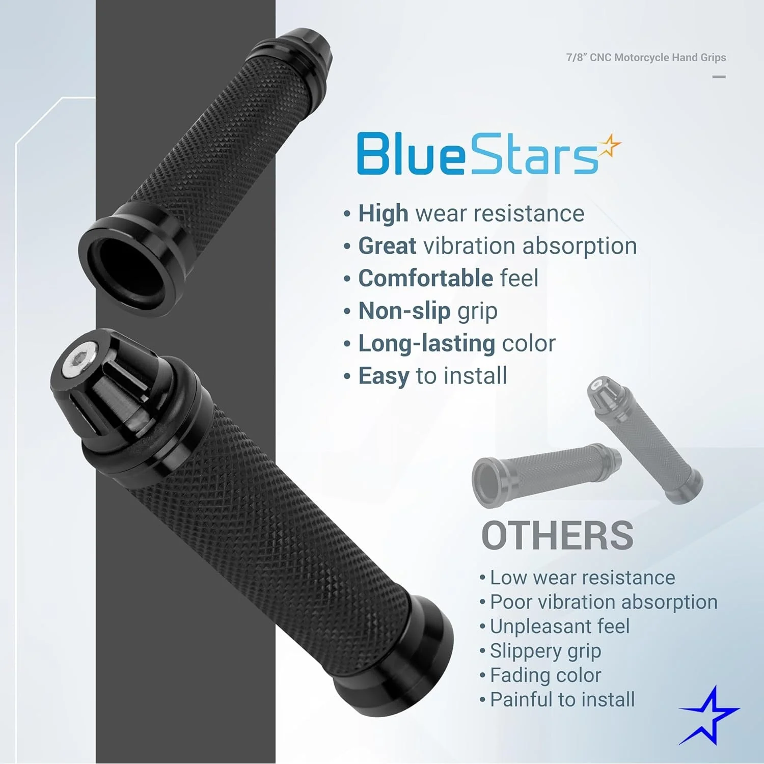 CNC Aluminum Rubber Motorcycle Hand Grips 7/8" Handlebars - Image 4