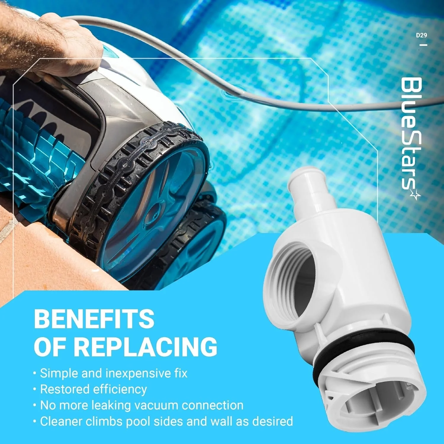D29 Universal Wall Fitting Quick Disconnect Replacement - For Polaris Zodiac 180 280 380 280 Tank Trax TR28P Automatic Pool Cleaners - 2 Pack - Image 7
