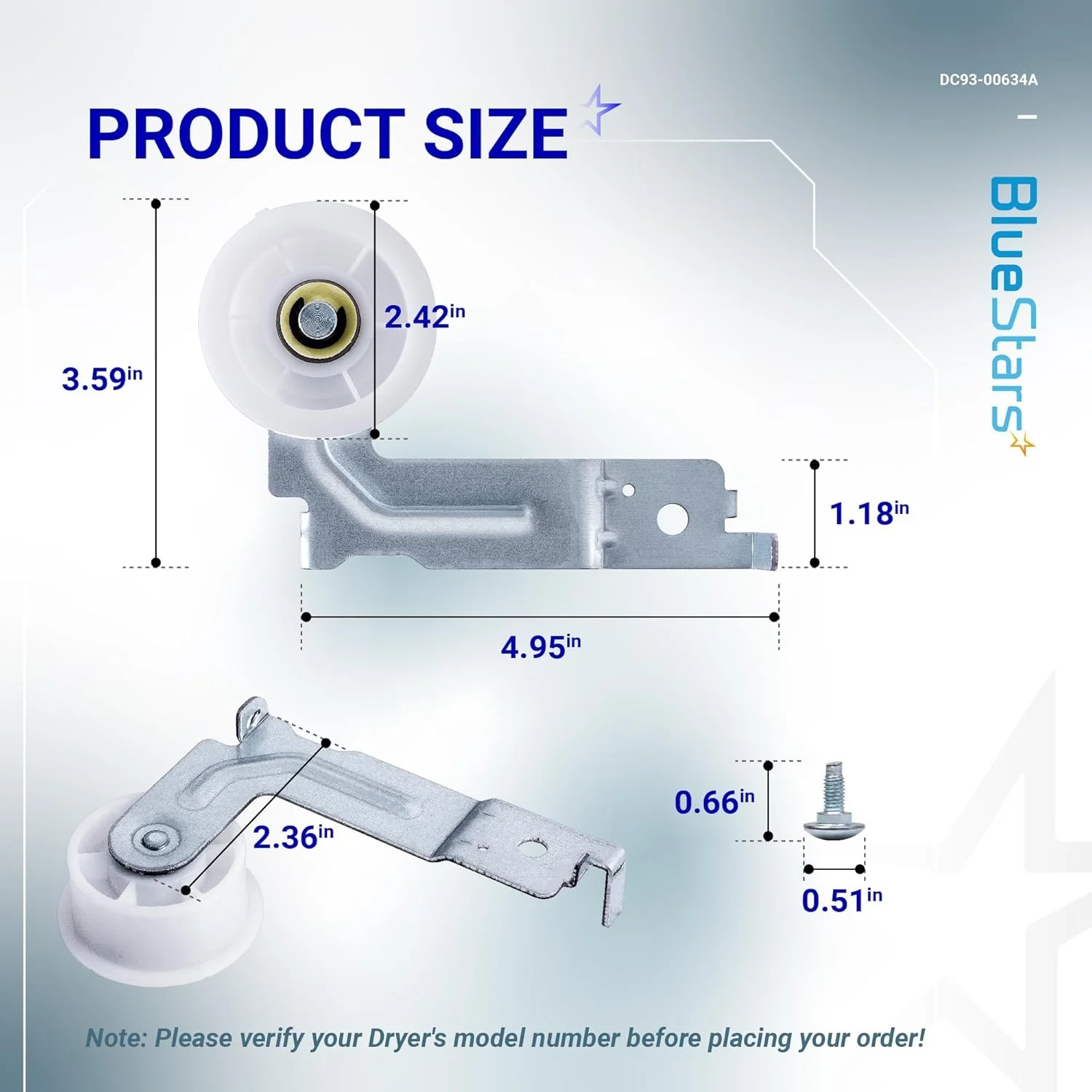 6602-001655/5ph2337 Drum Belt & DC93-00634A Dryer Idler Pulley with Sturdy Clip - For Samsung Kenmore - Image 2