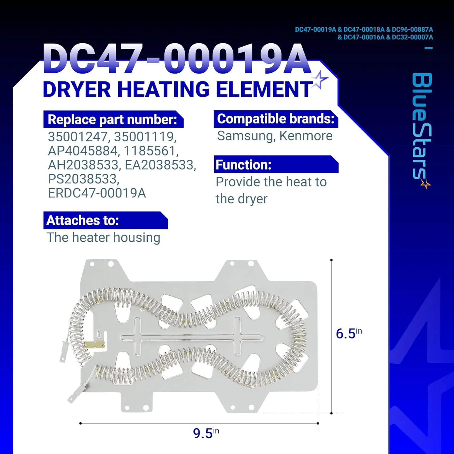 Dryer Heating Element Kit for Samsung DV42H5000 DV40J3000 DV45H7000 DV400HDWR - Image 3