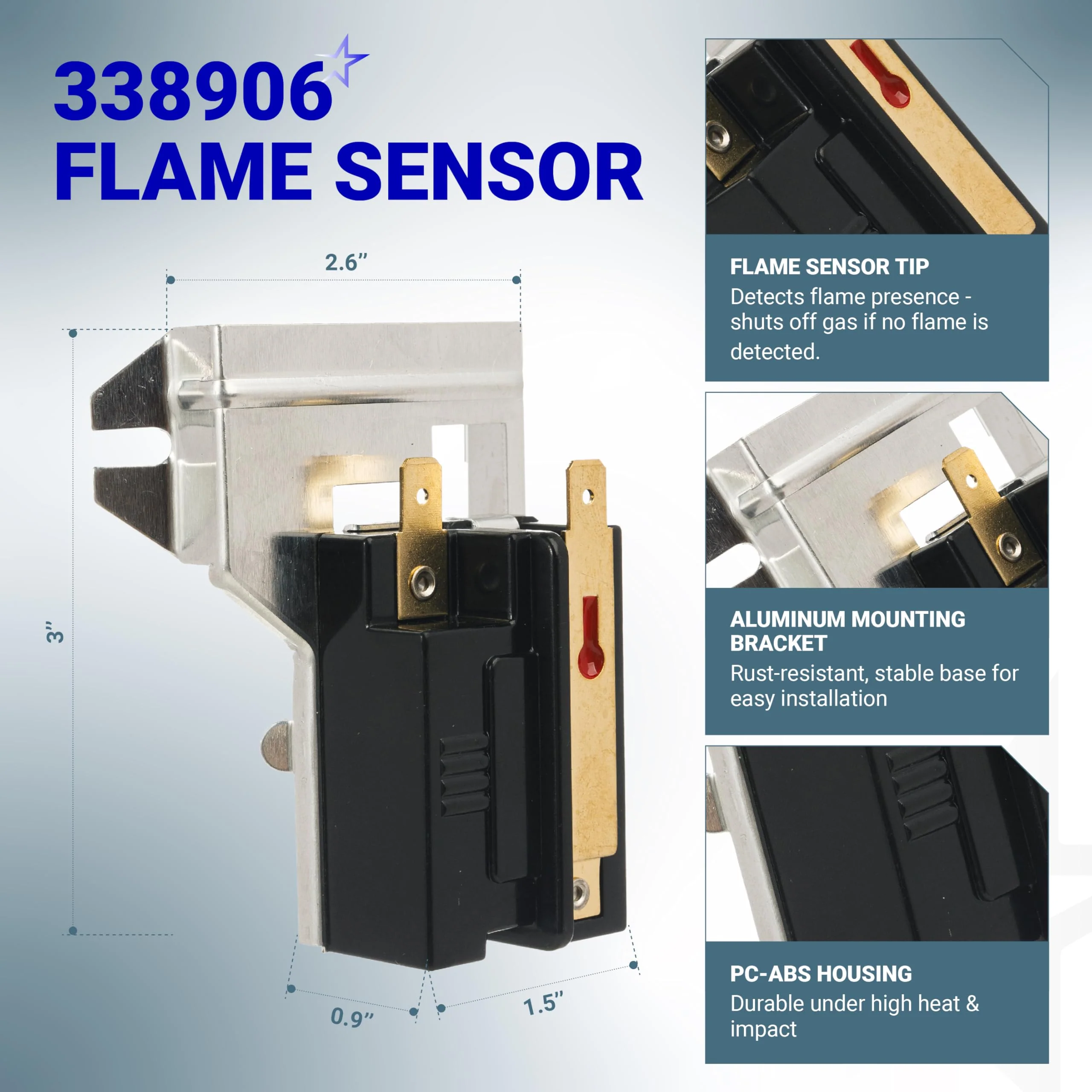 338906 Gas Dryer Flame Sensor & 279311 Igniter & 279834 Gas Valve Solenoid Coils for Whirlpool Kenmore Maytag Dryers - Image 5