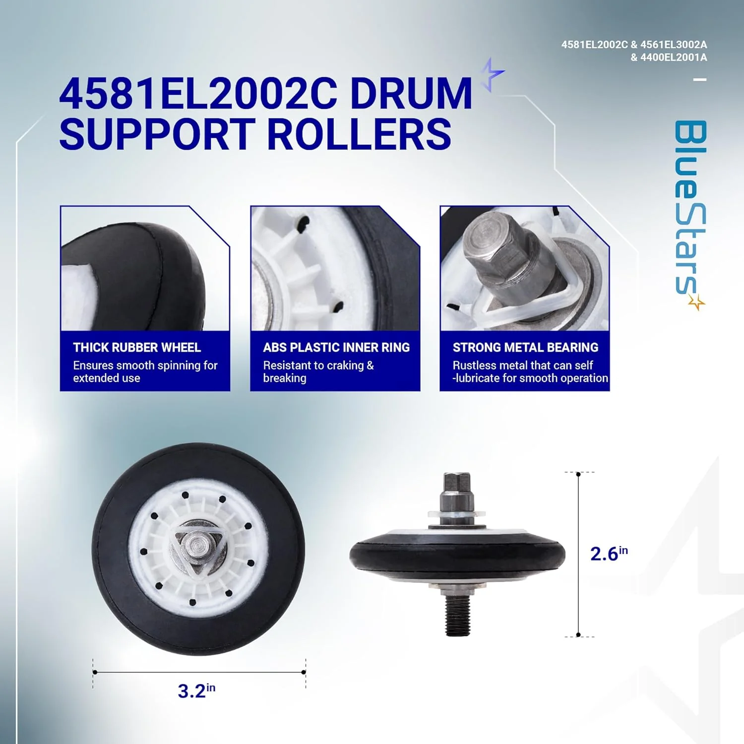 4581EL2002C Drum Rollers, 4561EL3002A Idler Pulley, 4400EL2001A Belt & Spring for LG Kenmore Dryers - Image 2