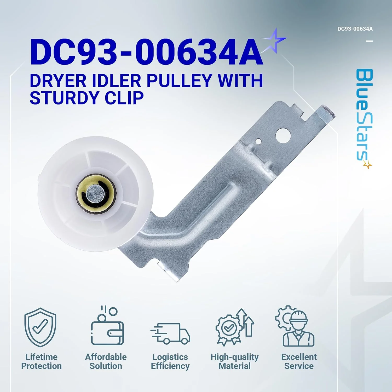 DC93-00634A Dryer Idler Pulley with Sturdy Clip for Samsung Dryers - Replaces DC96-00882B DC96-00882C - Image 9