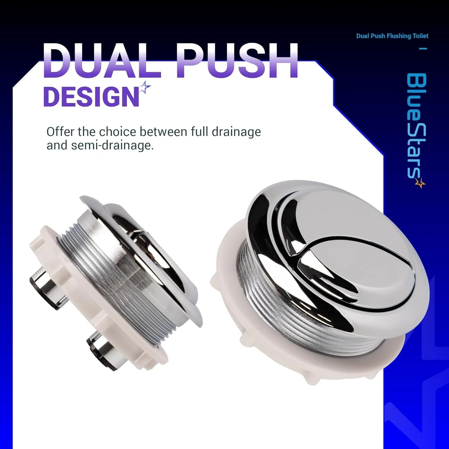 58mm/2.28in Thread Diameter Dual Push Flush Toilet Button - 2 Pack - Image 5